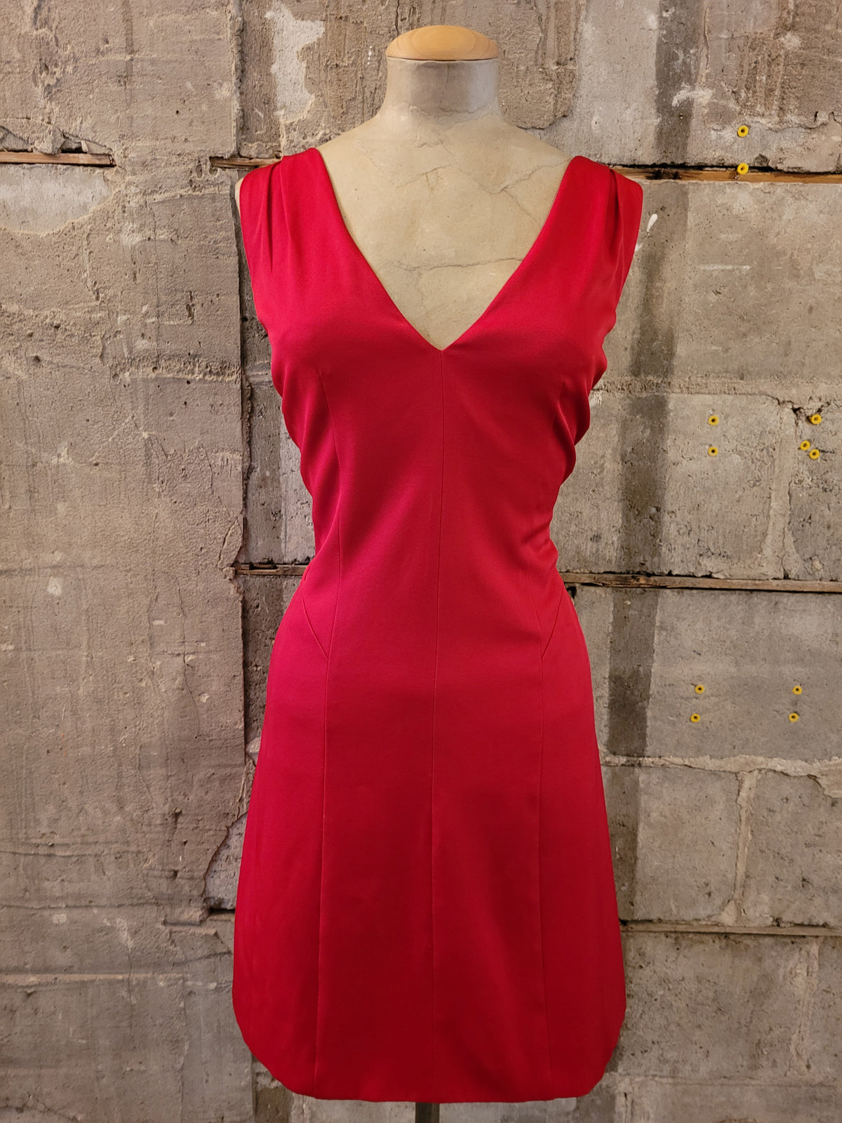 V-Neck Red Mini Dress
