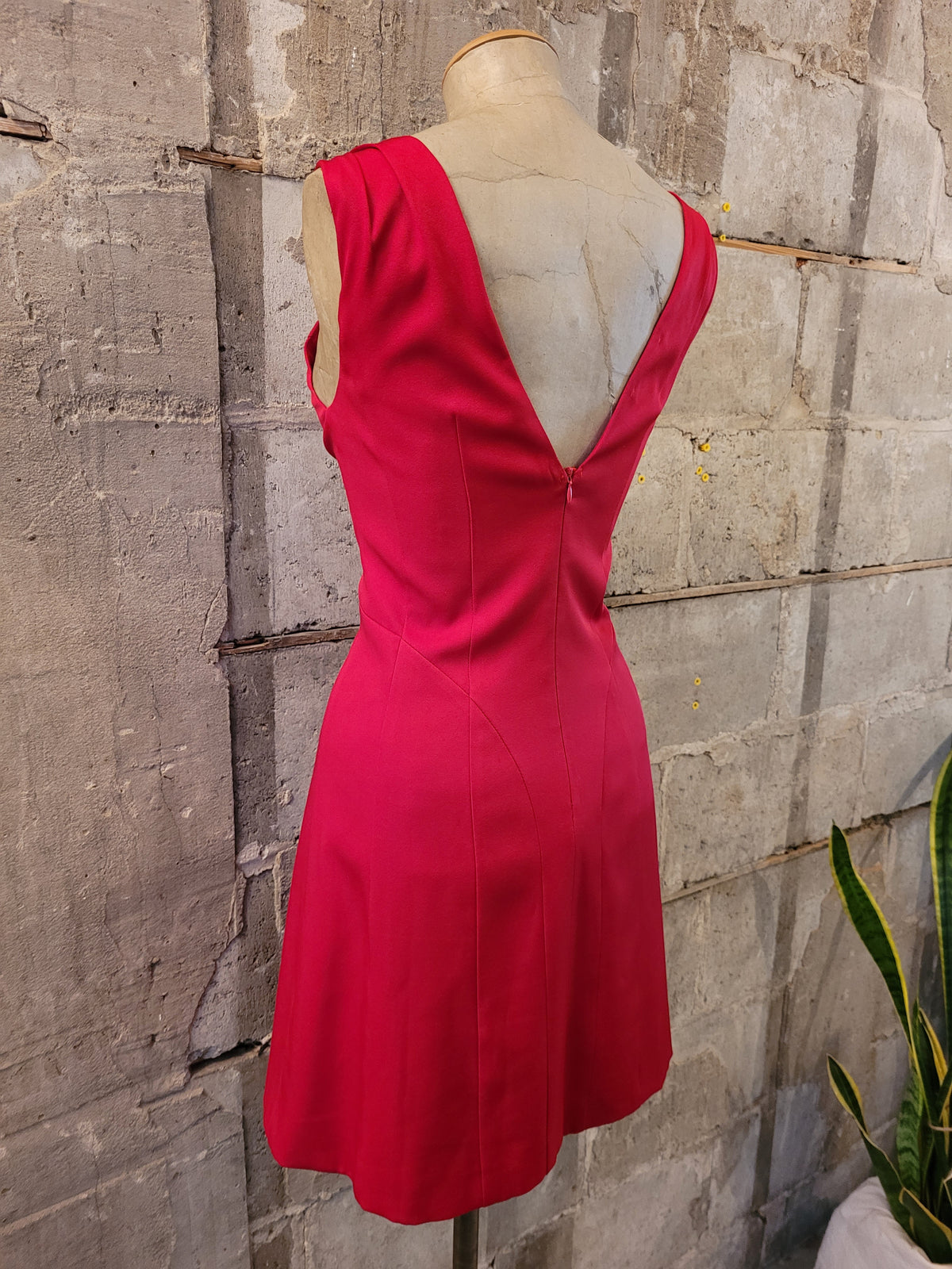 V-Neck Red Mini Dress
