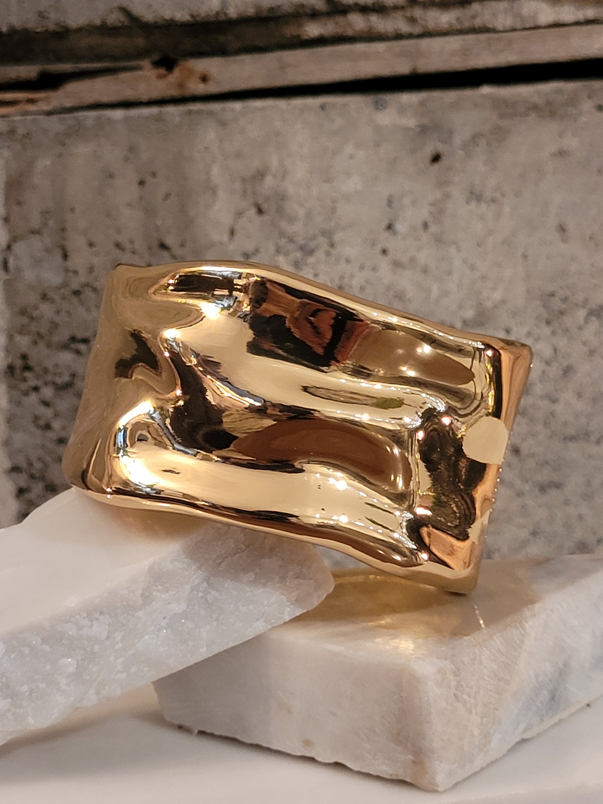 Gold Textured Cuff Bracelet
