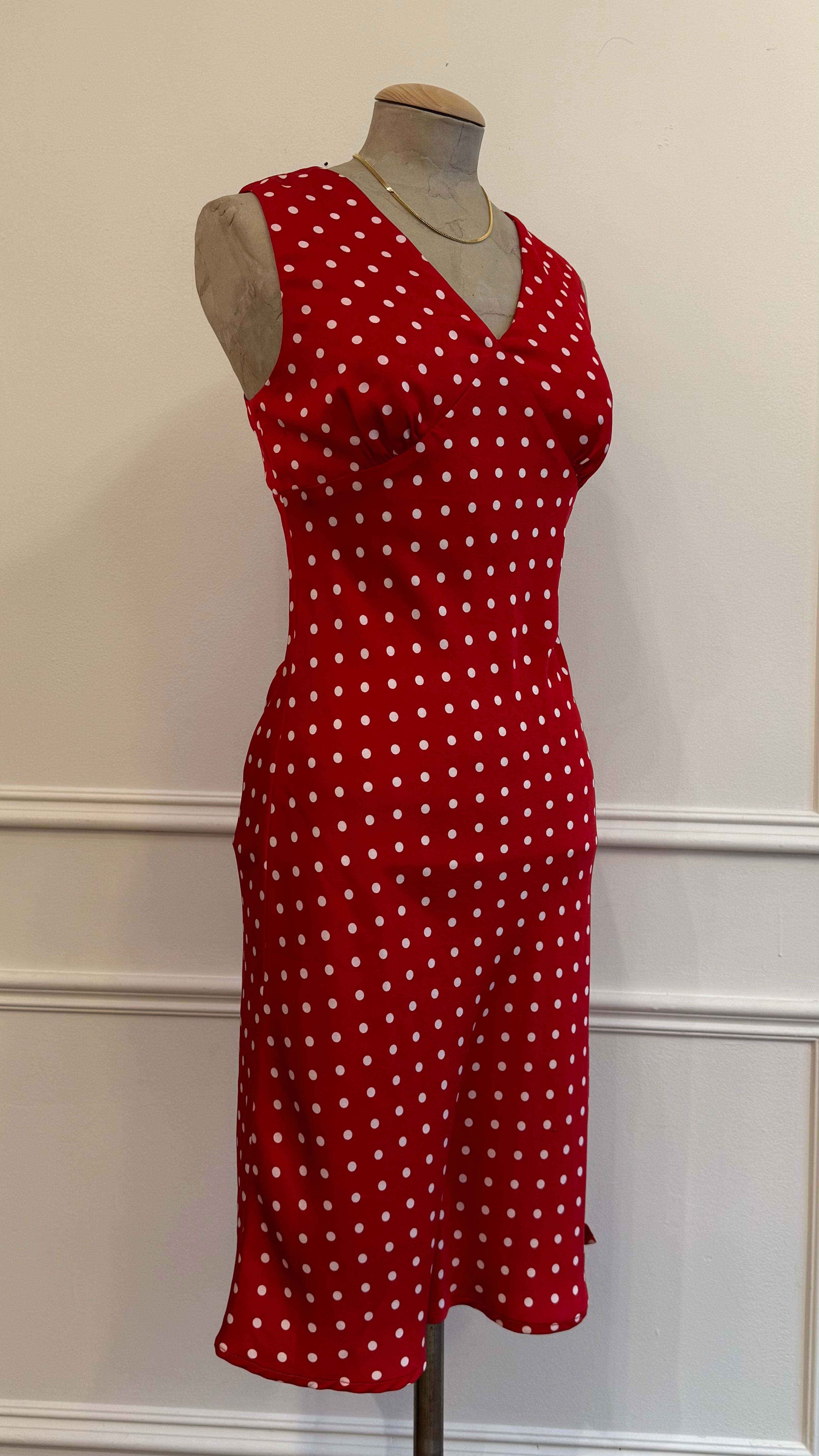 Red / White Dot Midi Dress