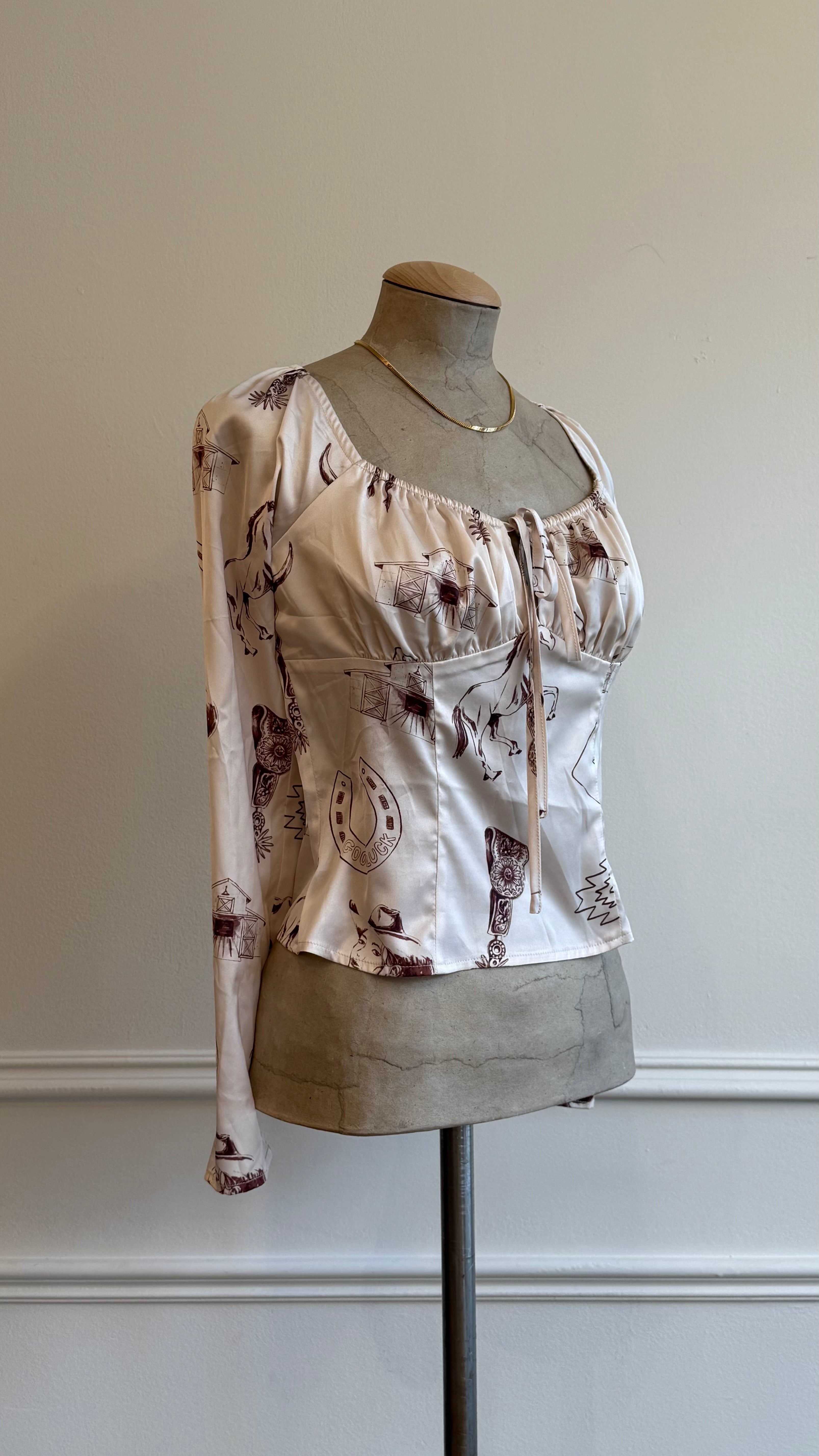 Cowboy Print Long Sleeve Top