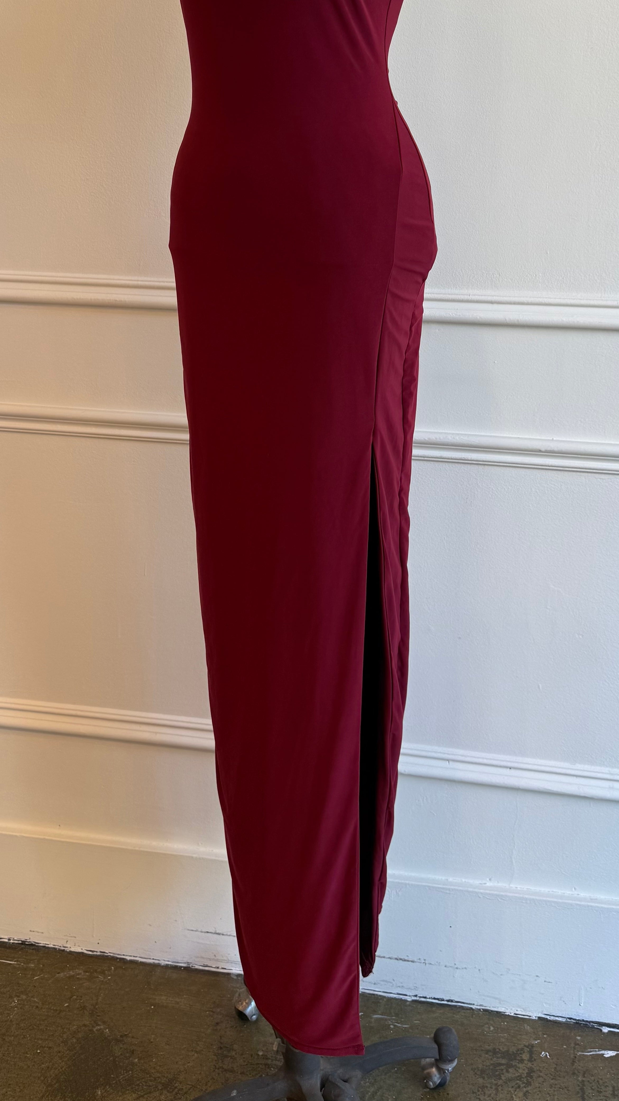 Burgundy Fitted Tube Dress