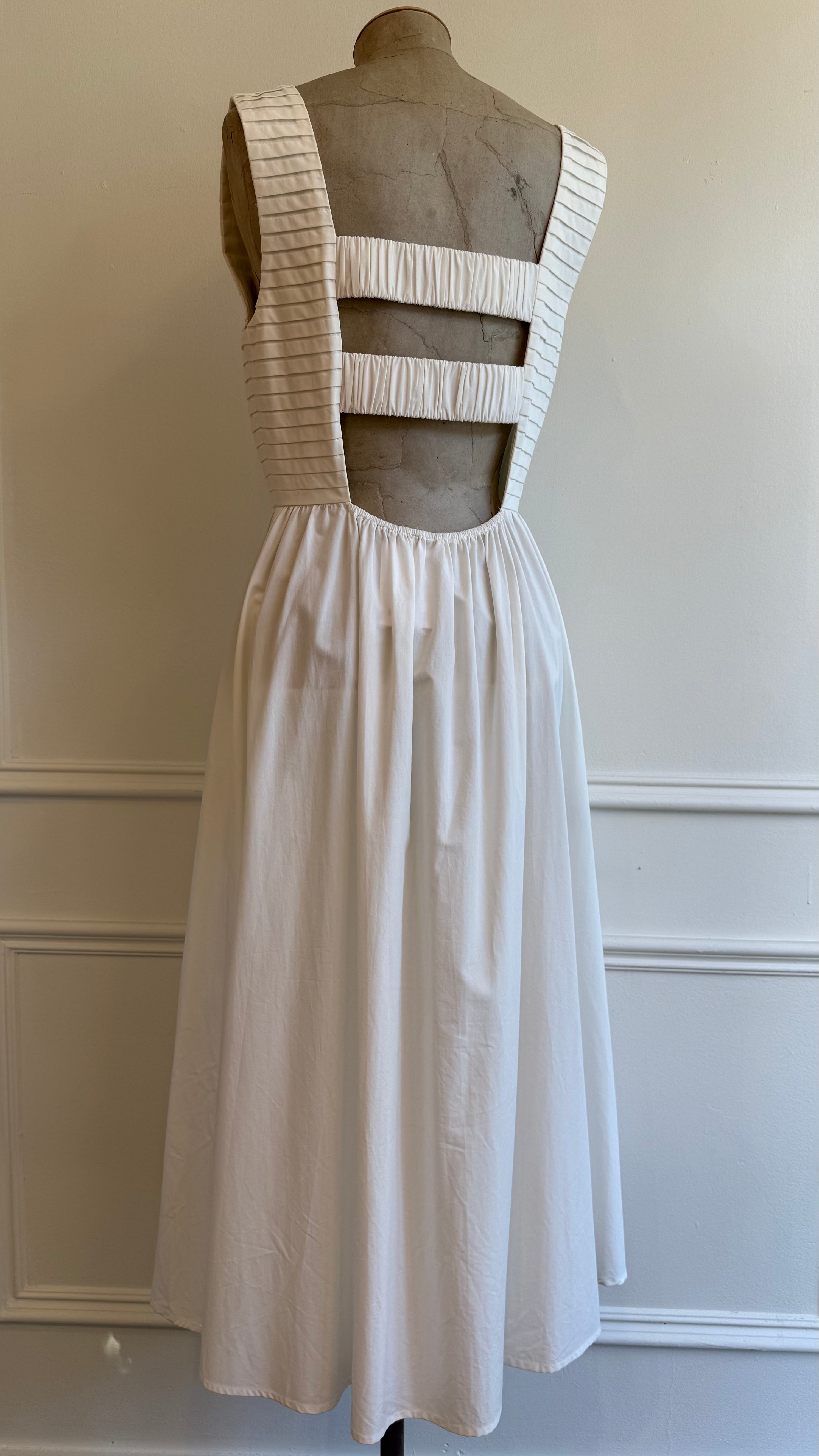 Ivory Textured Bodice Midi Dress