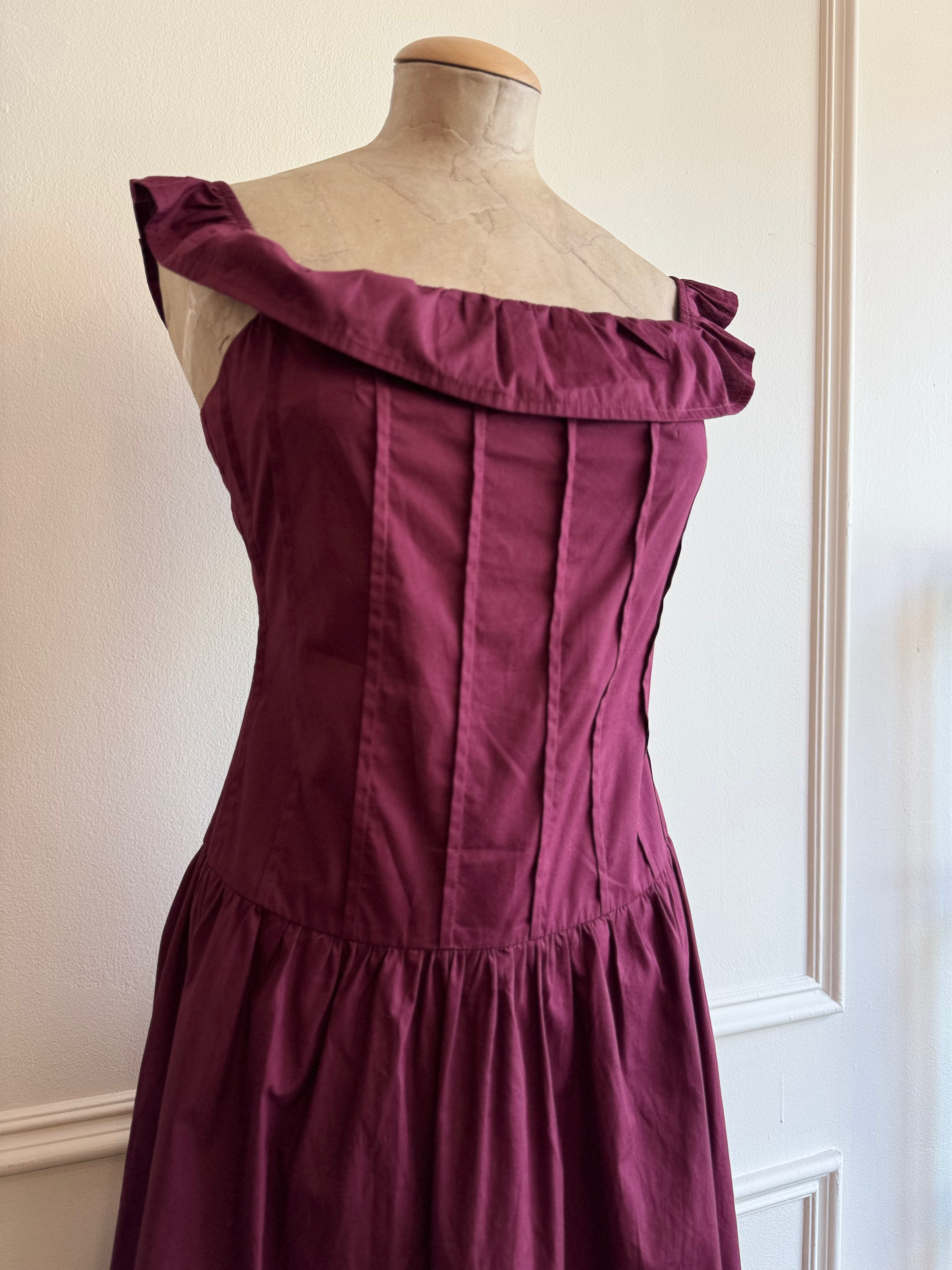 Berry Corset Midi Dress