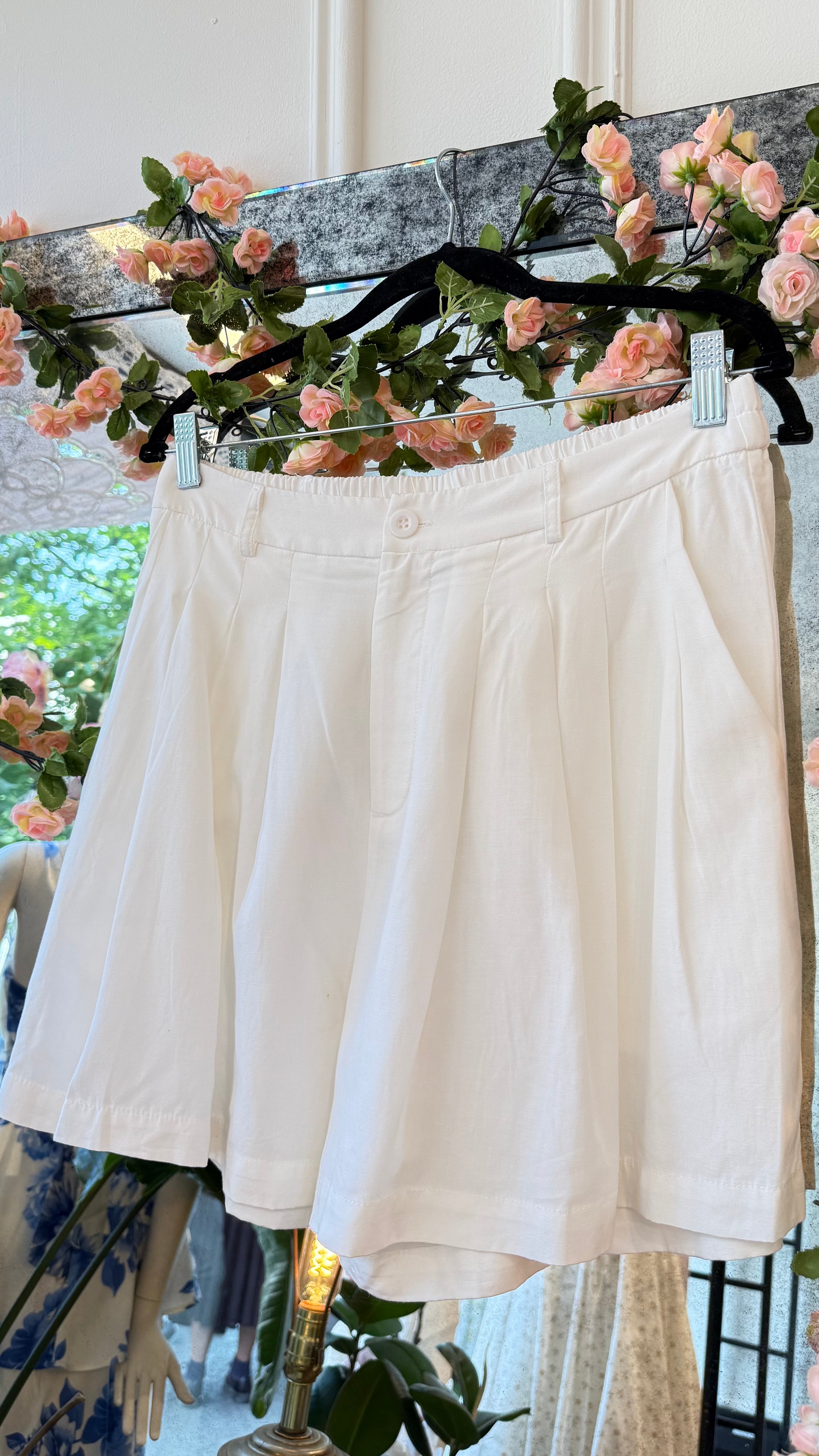 White Pleated Bermudas