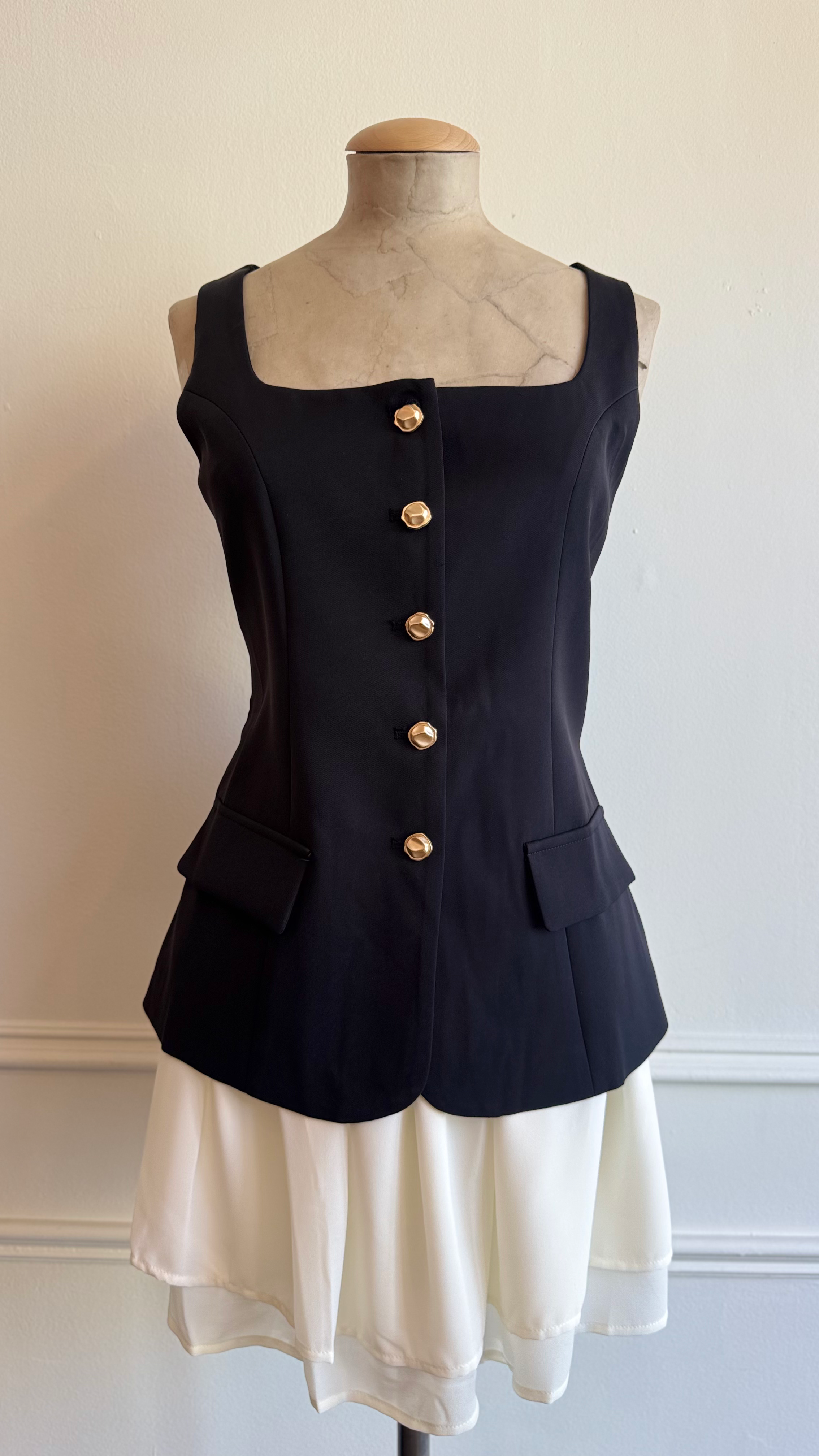 Gold Button Square Neck Mini