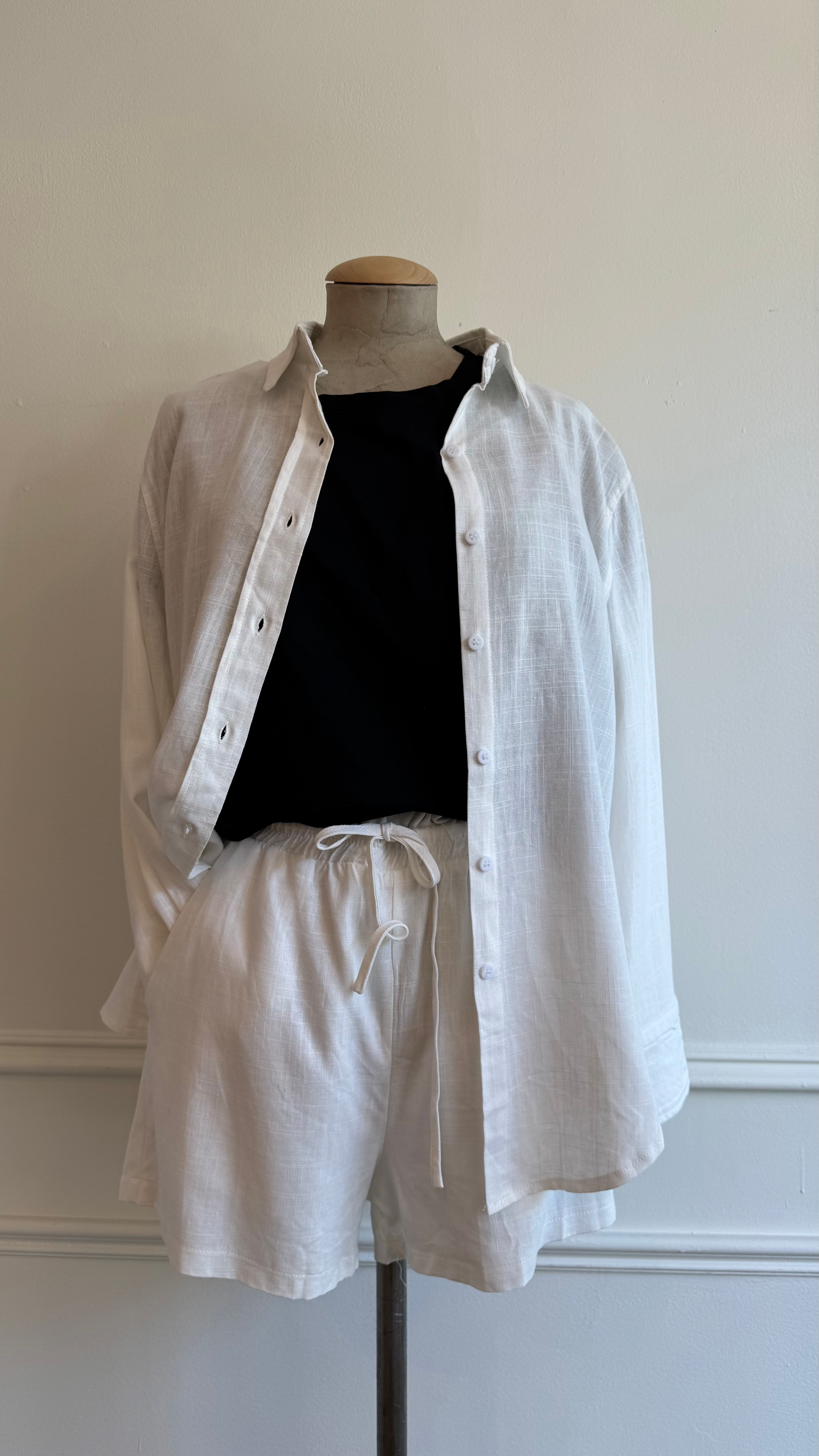 Ivory Relax Shirt + Short Set