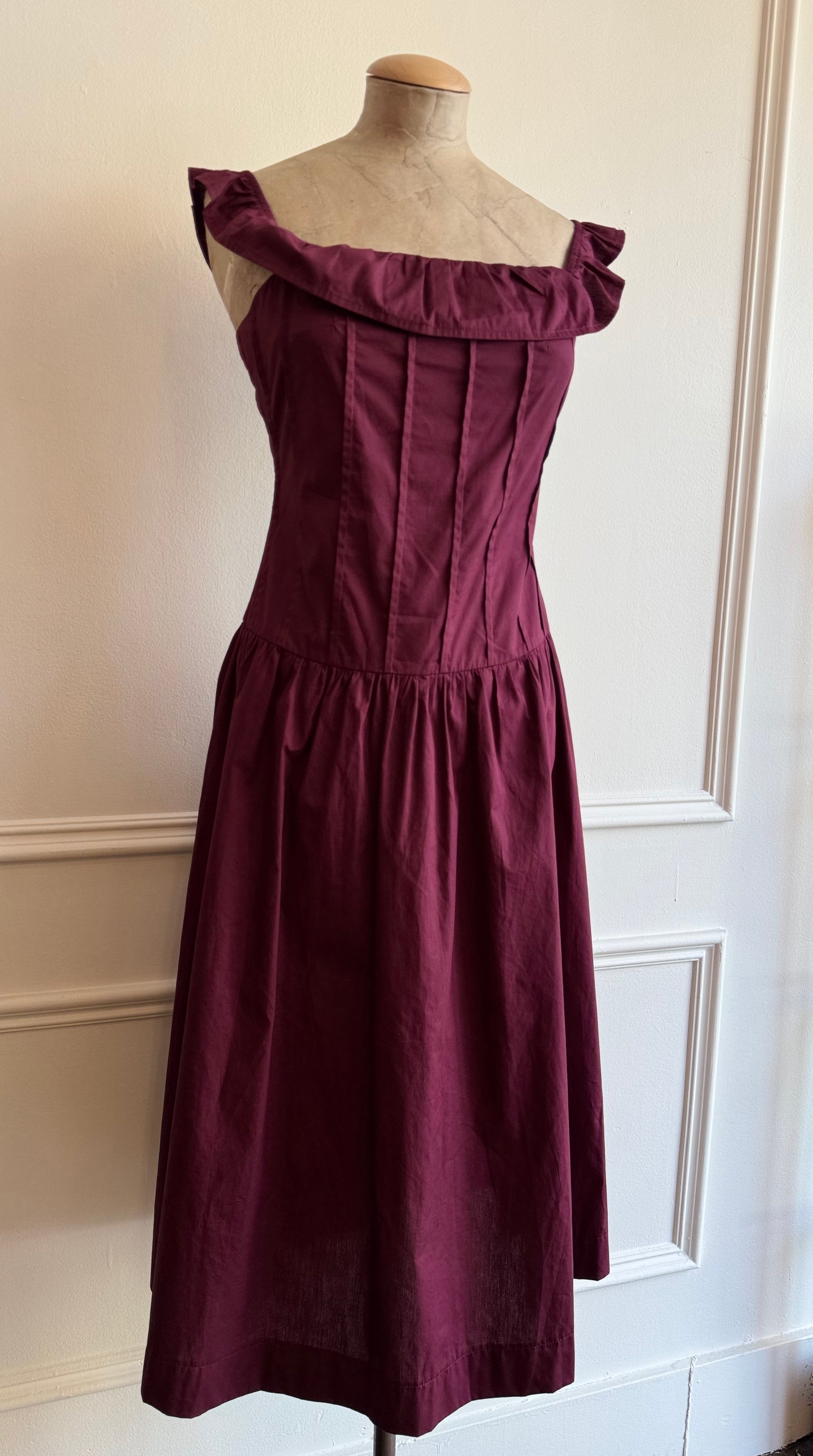 Berry Corset Midi Dress