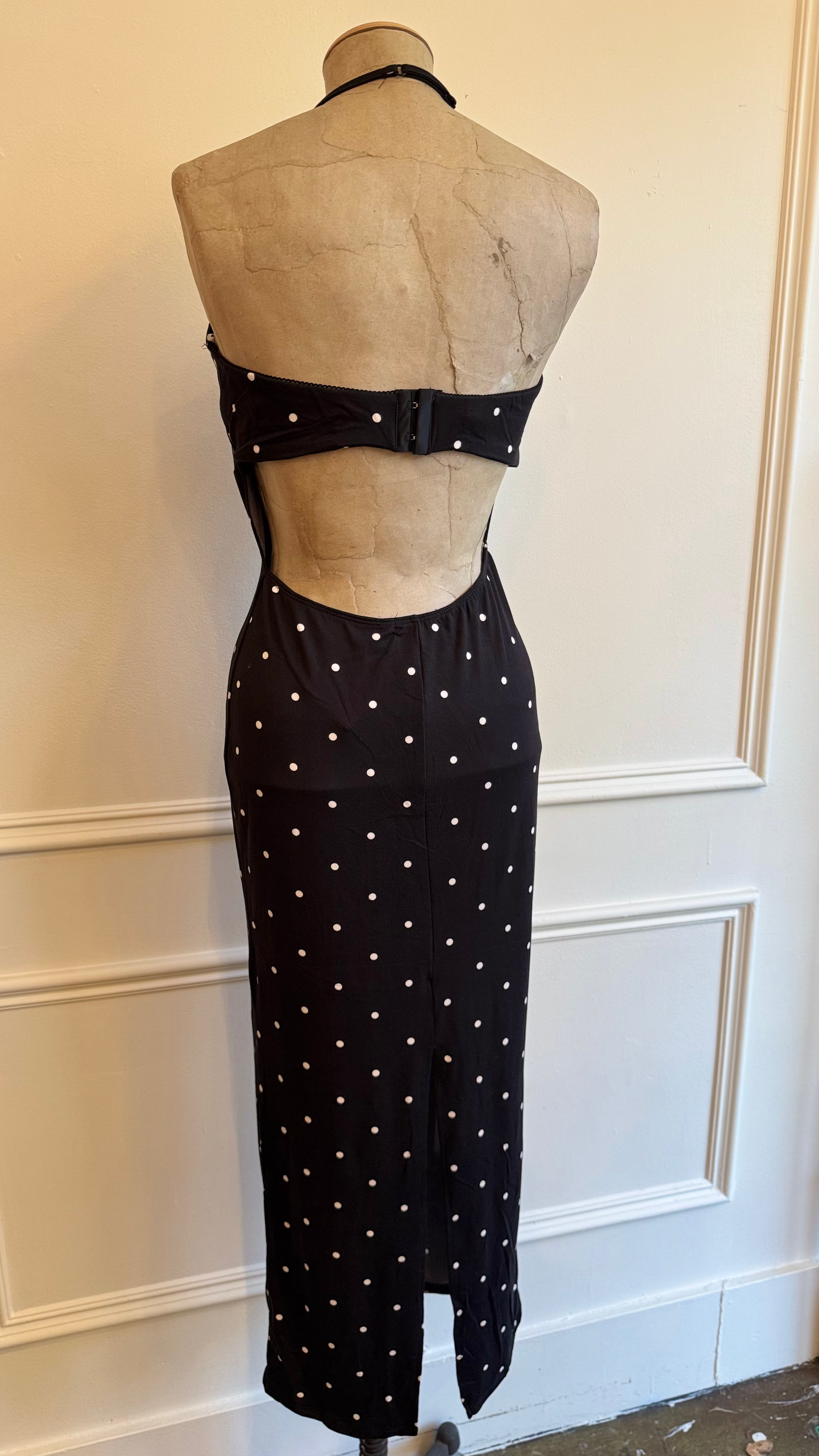 Open Back Polka Dot Midi dress