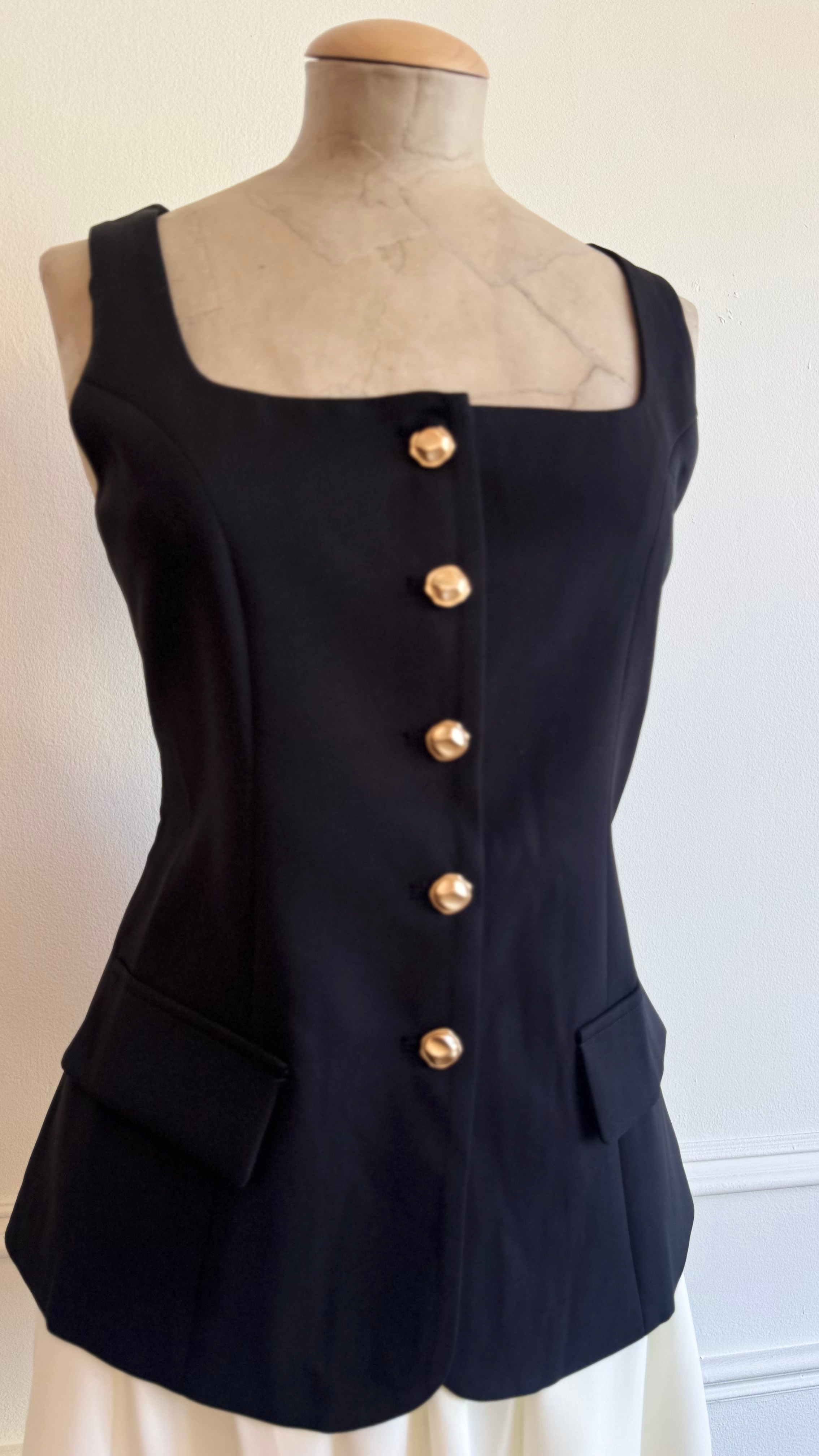 Gold Button Square Neck Mini