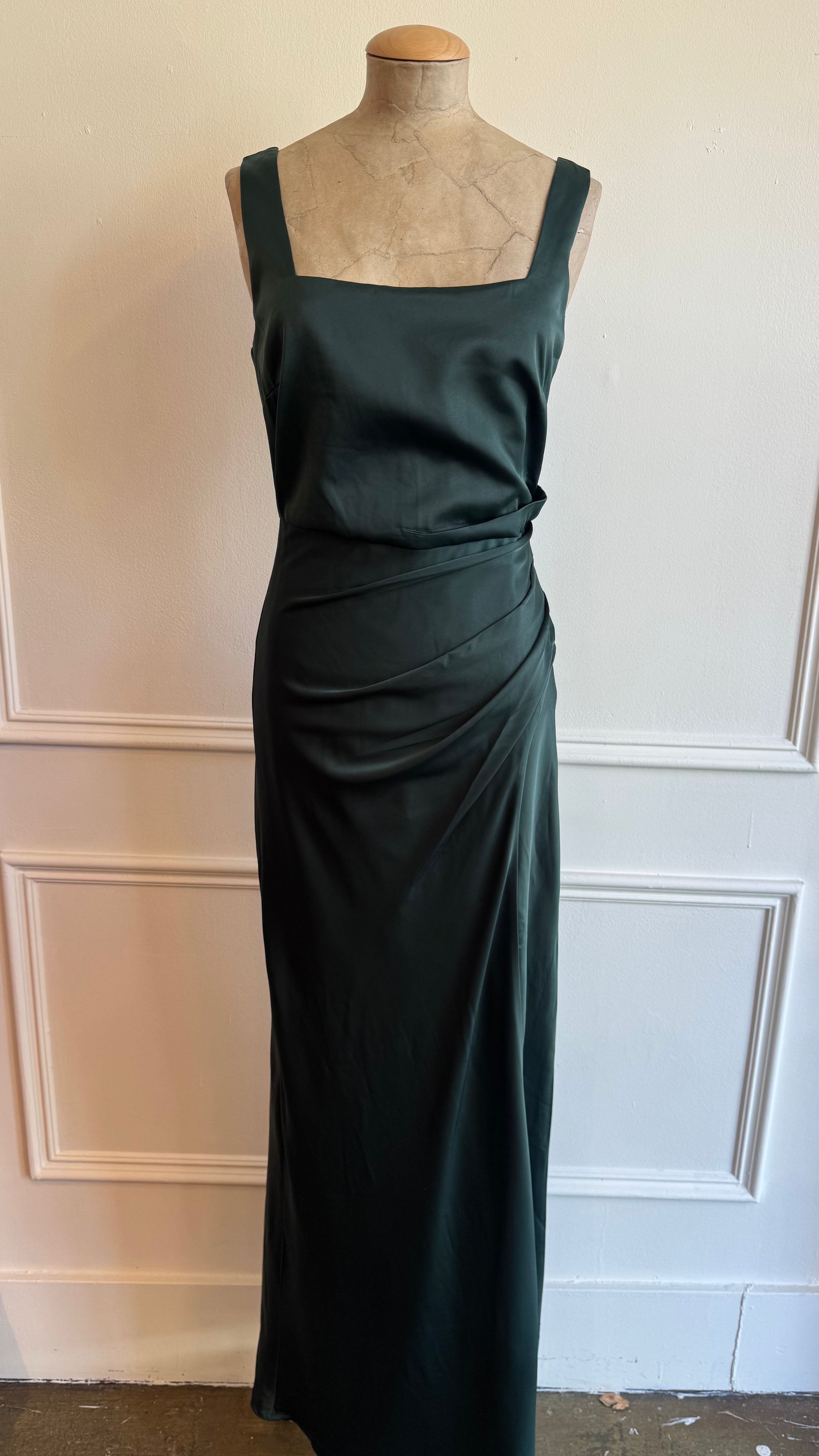 Dark Olive Satin Dress
