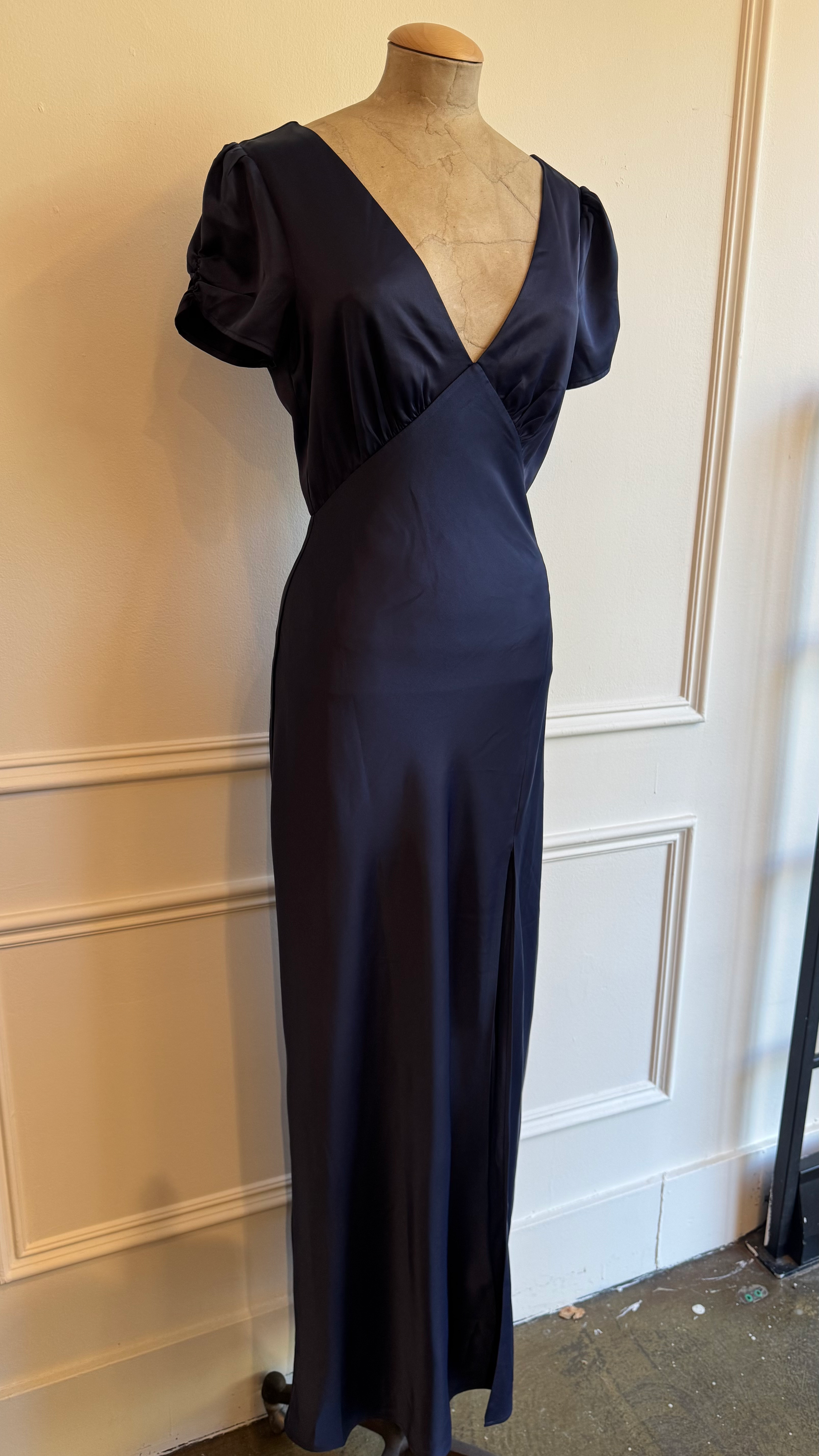 Satin Plunge Maxi Dress