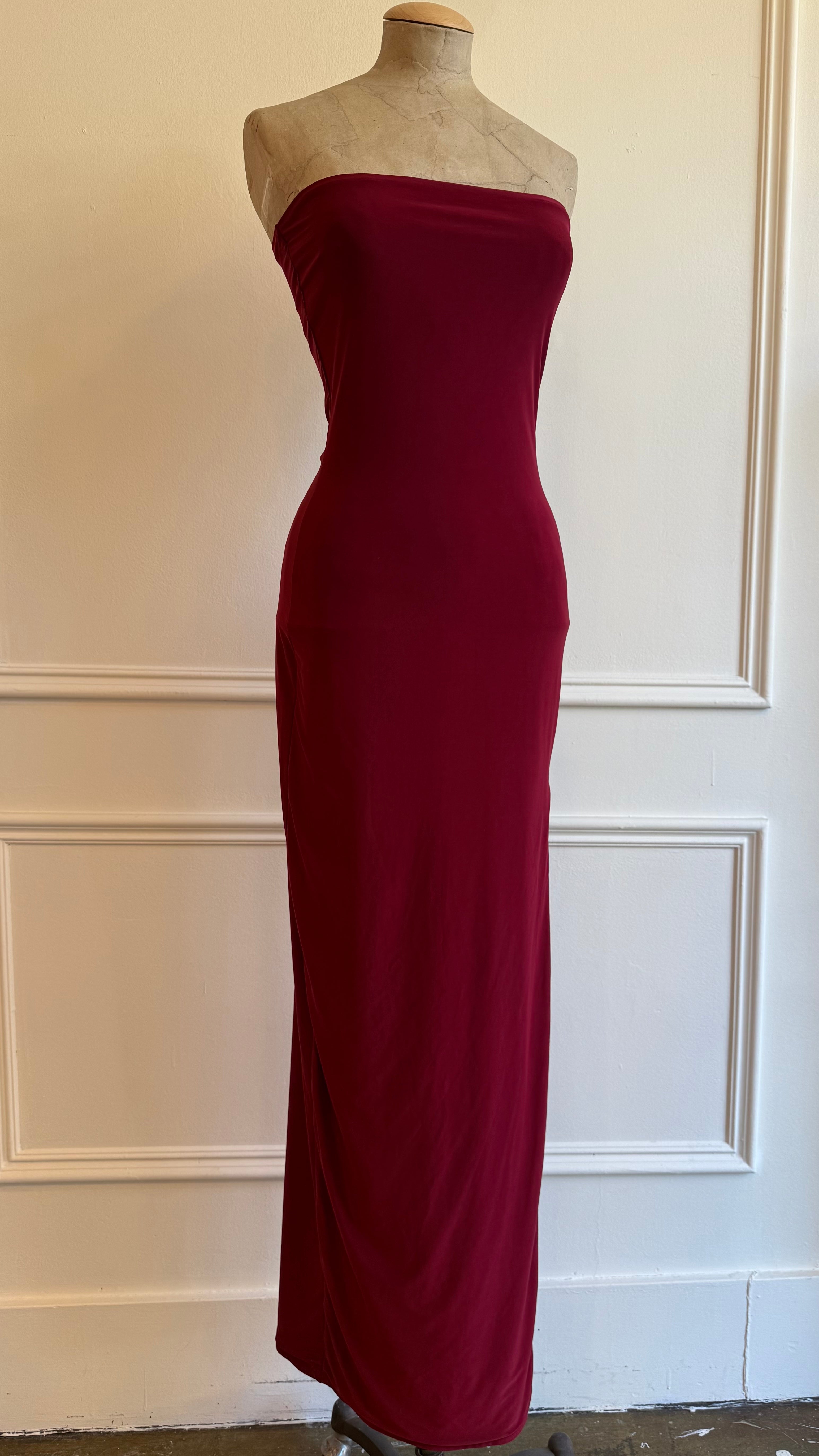 Burgundy Fitted Tube Dress