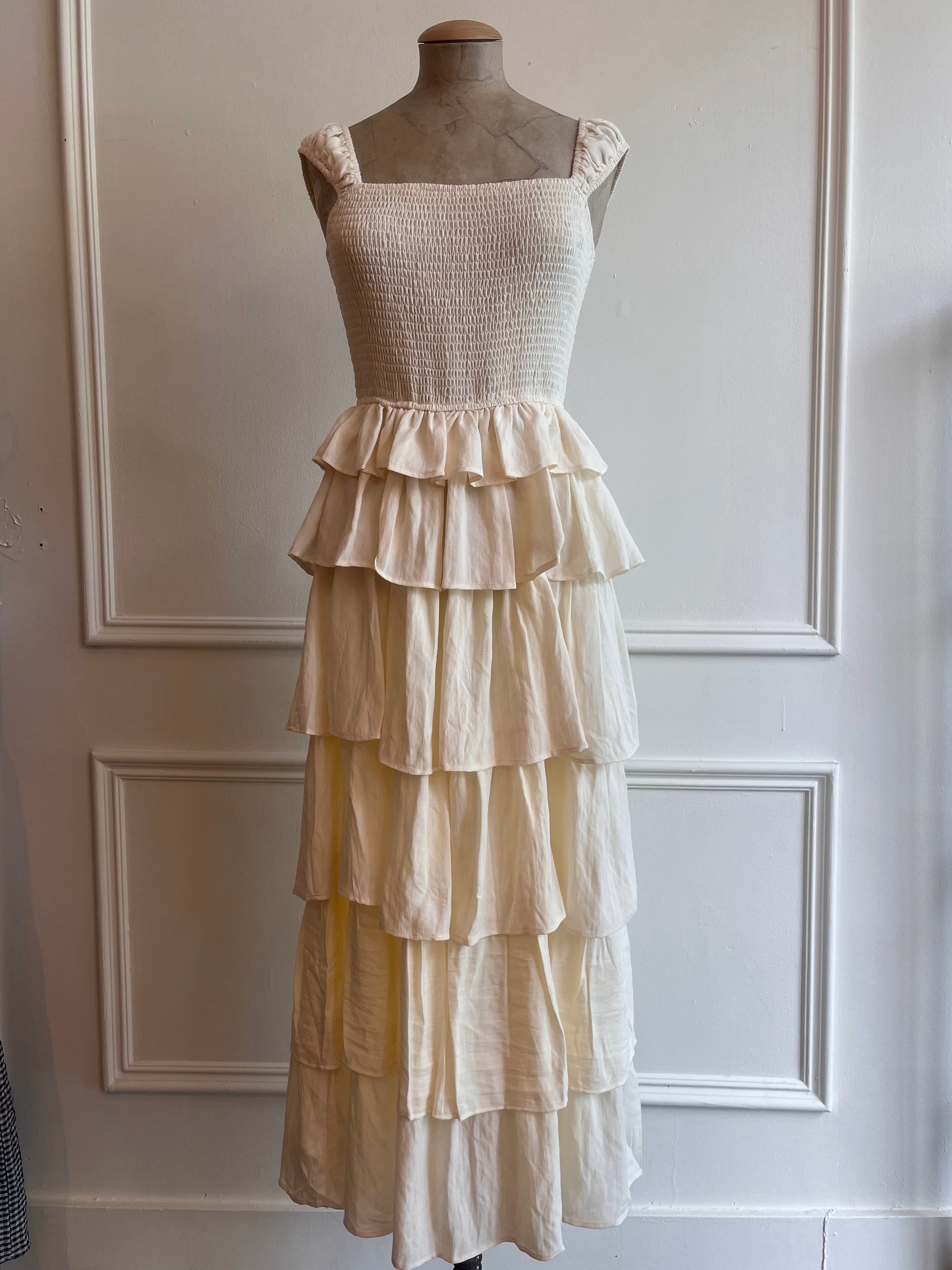 Cream ruffled dress