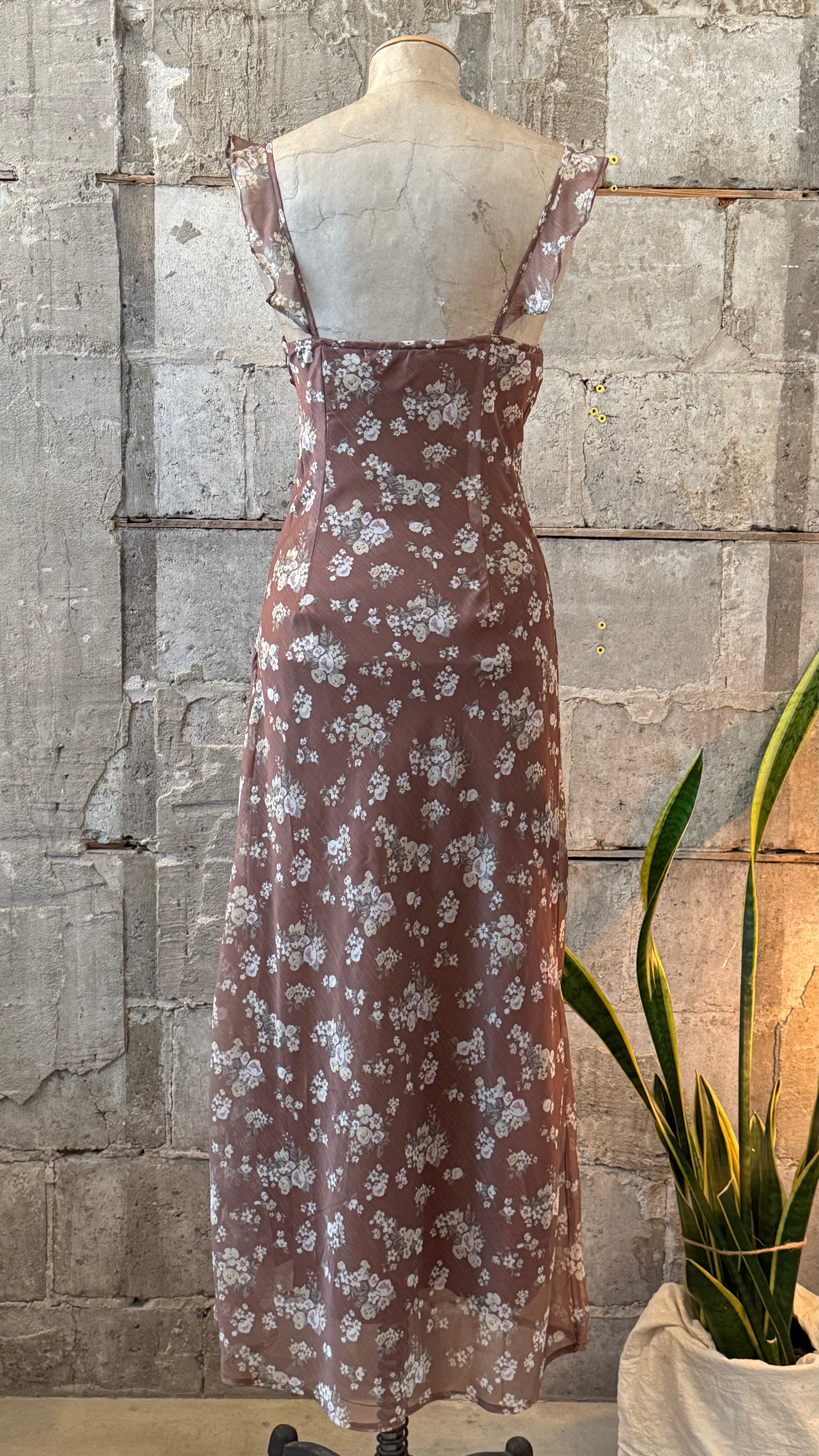 Brown Floral Dress
