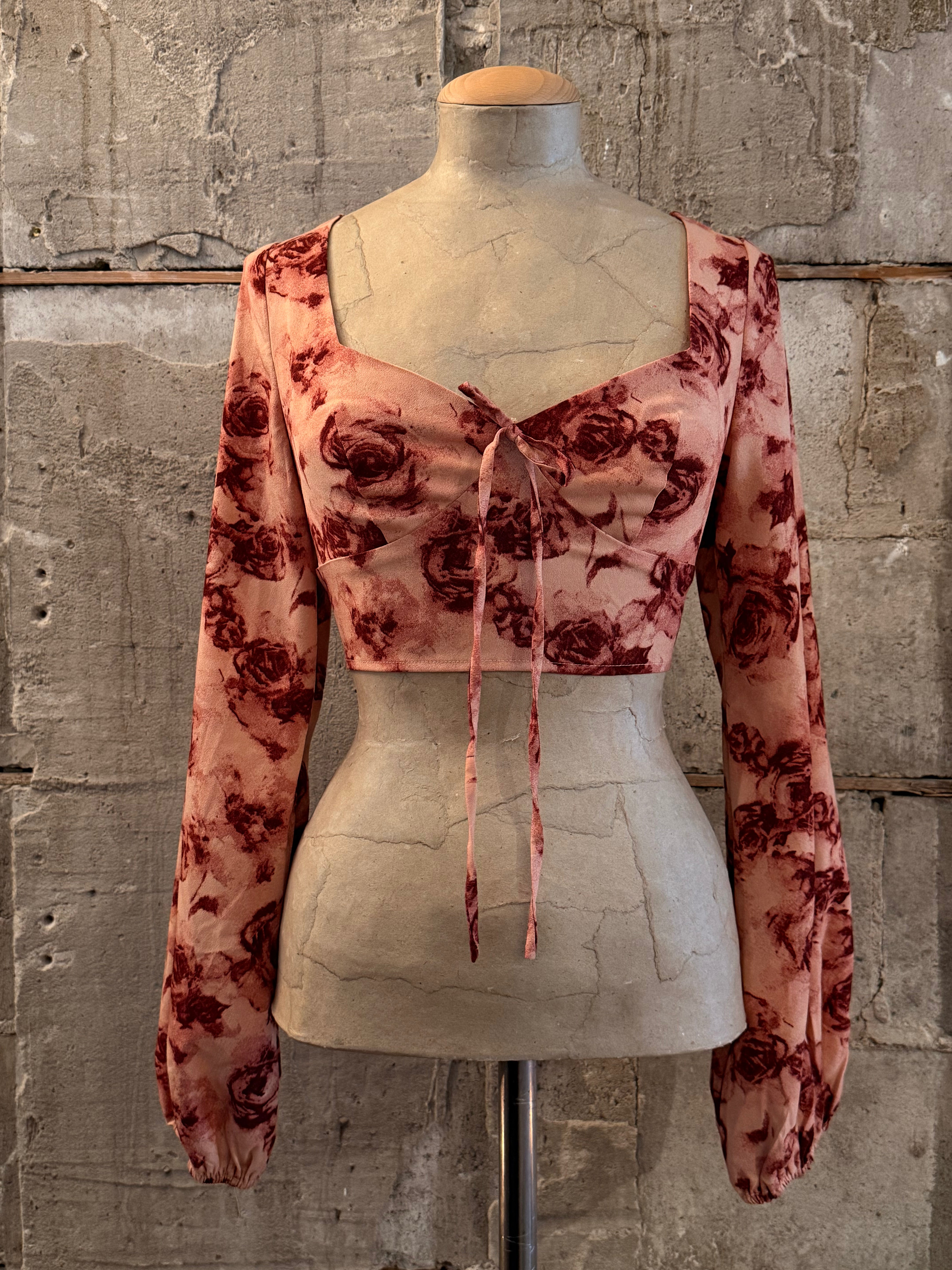 Pink floral long sleeve top