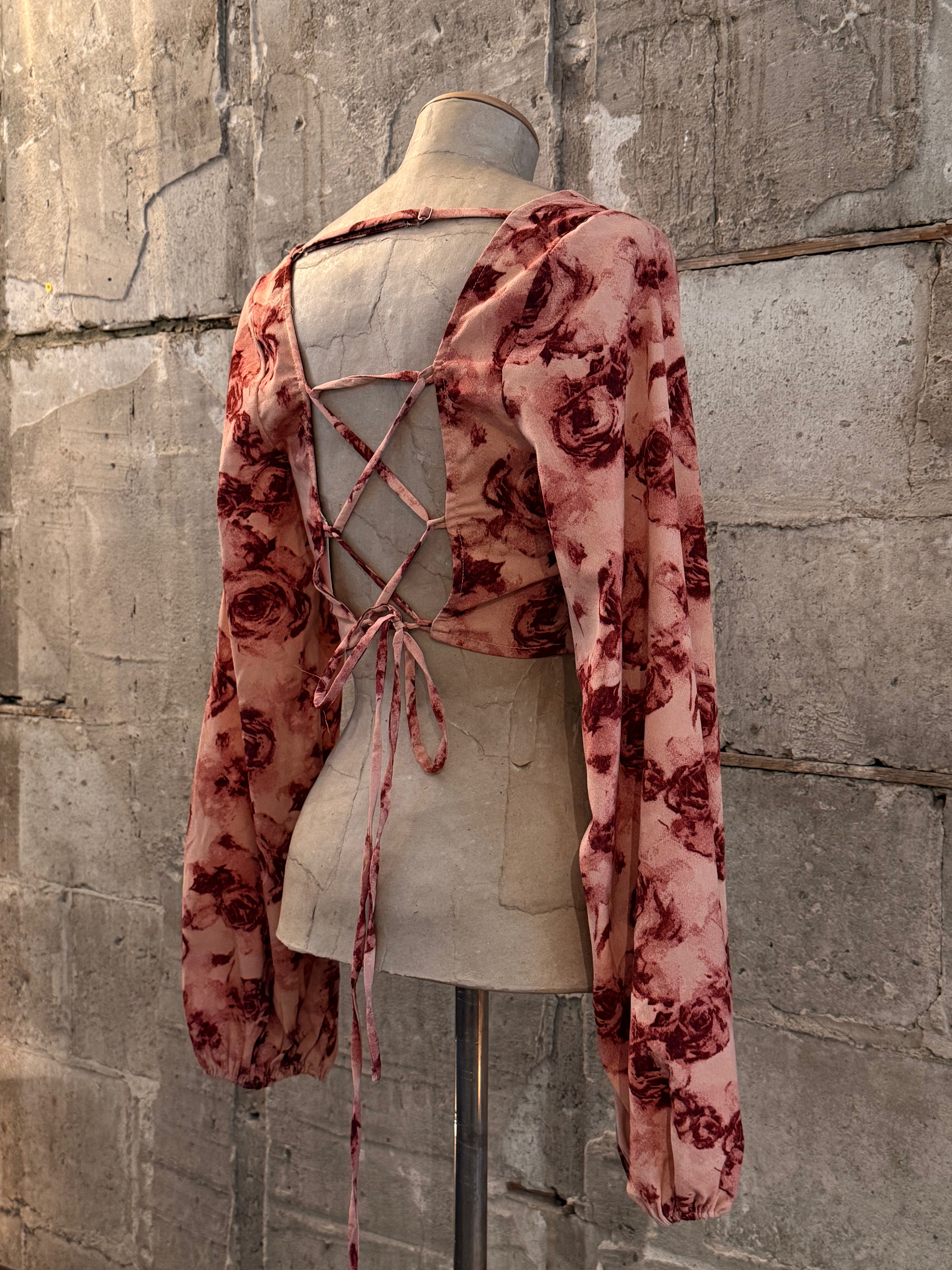 Pink floral long sleeve top