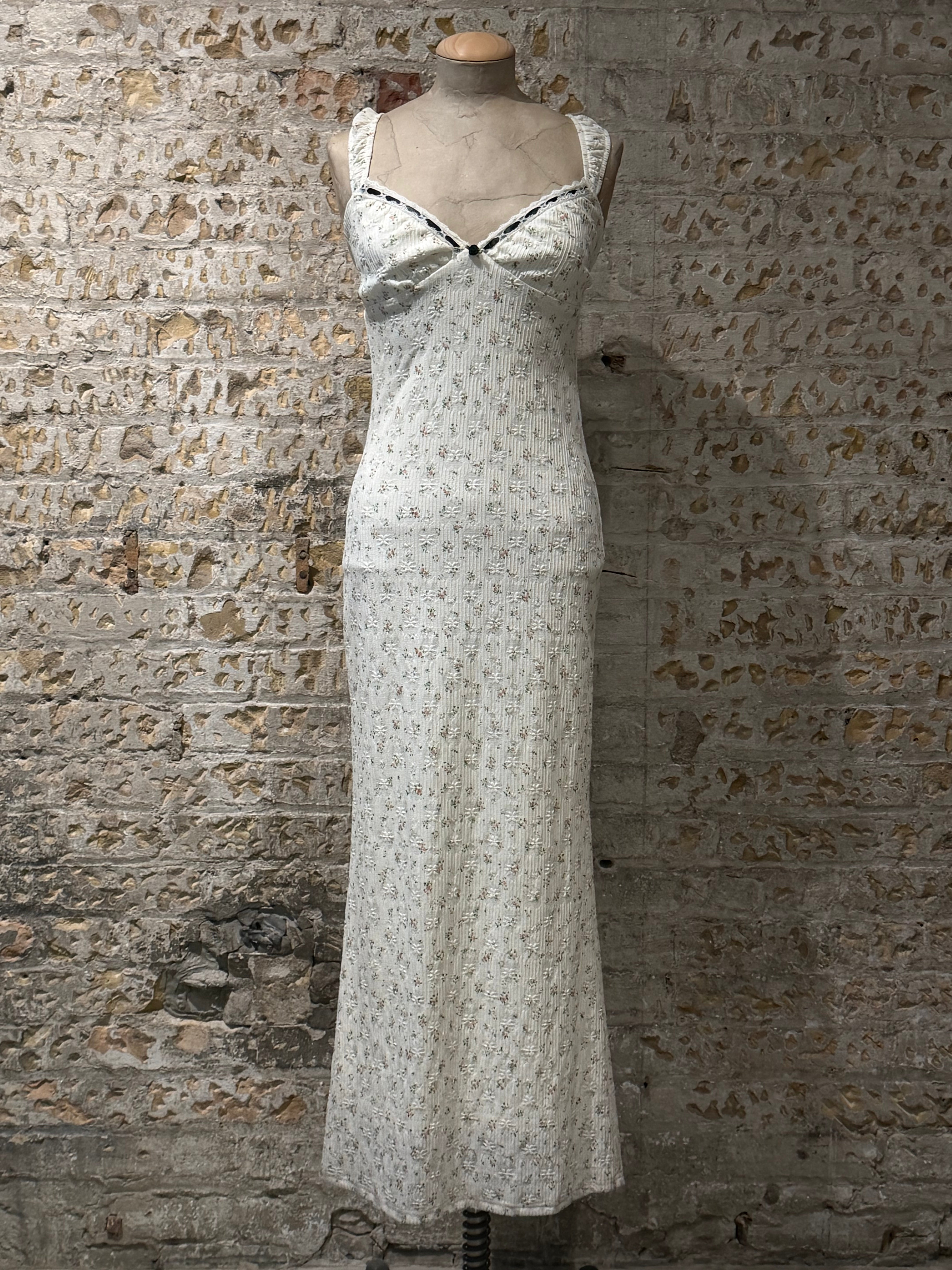 Long white dress with flowers