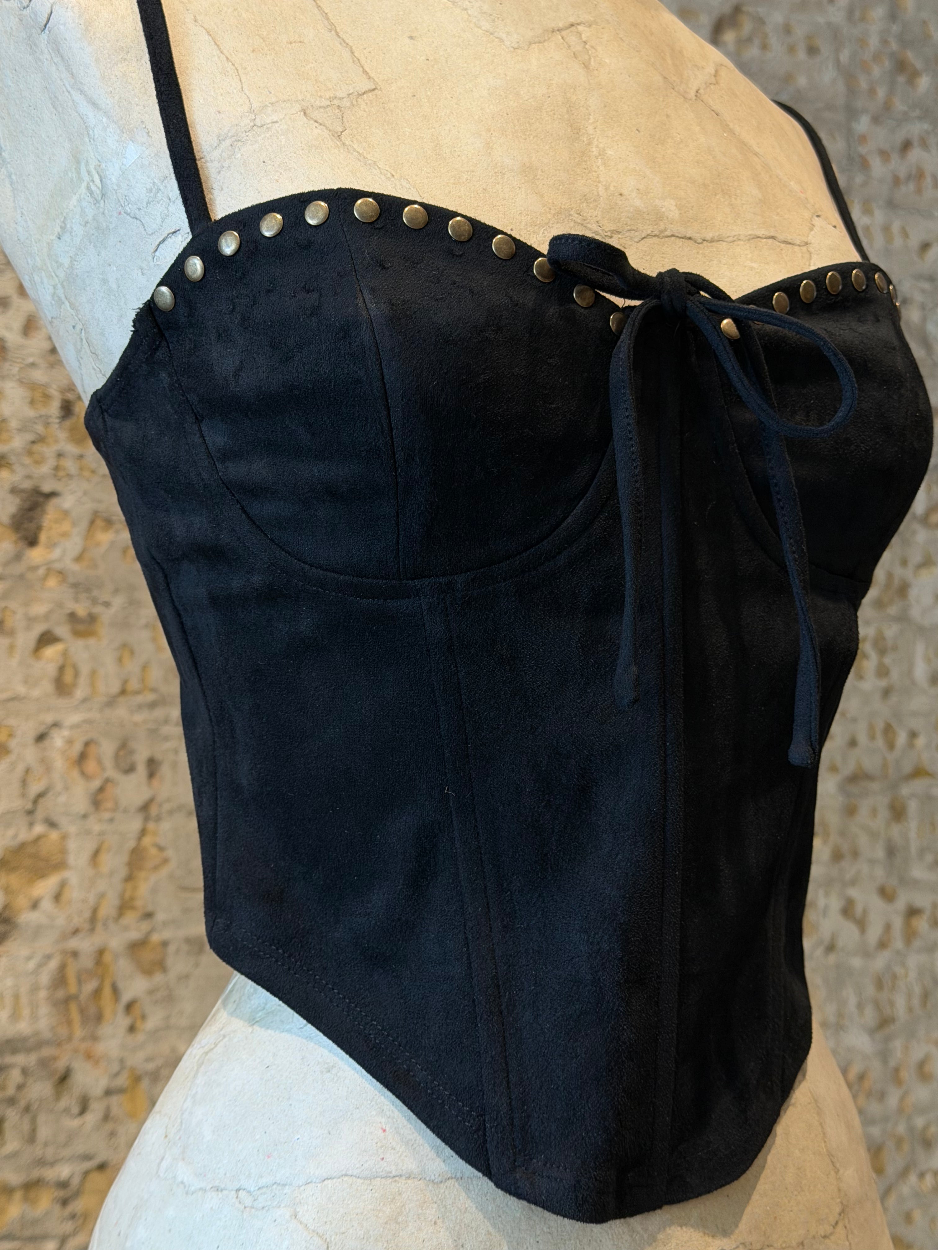 Black suede corset