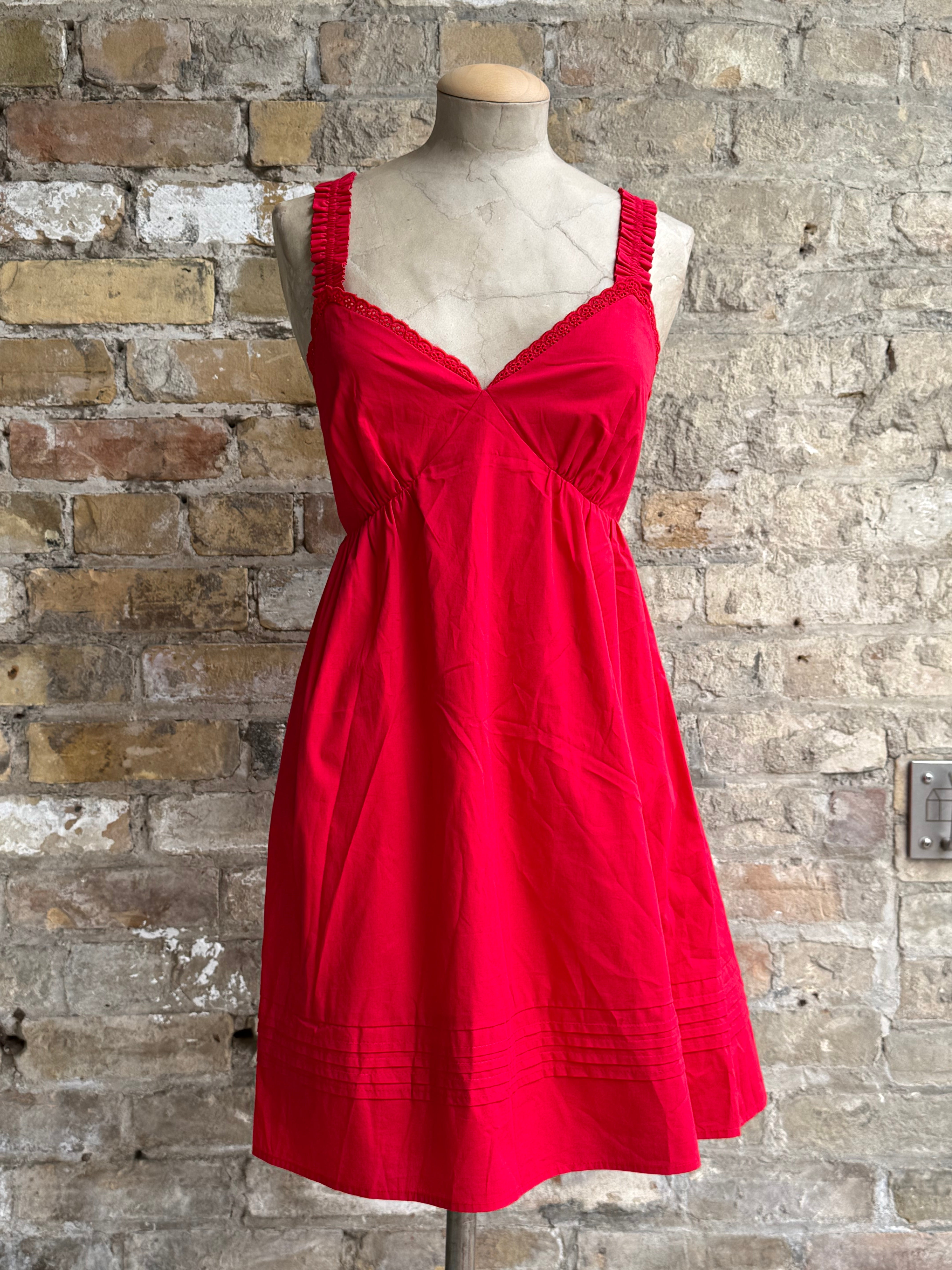 Red short dress with neckline