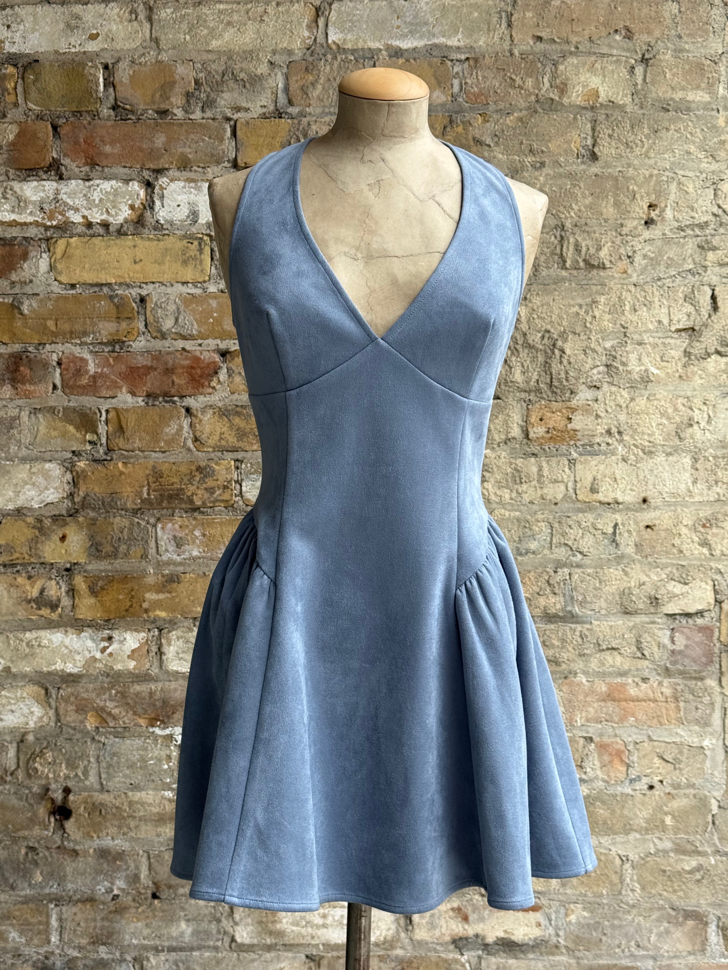 Blue suede dress