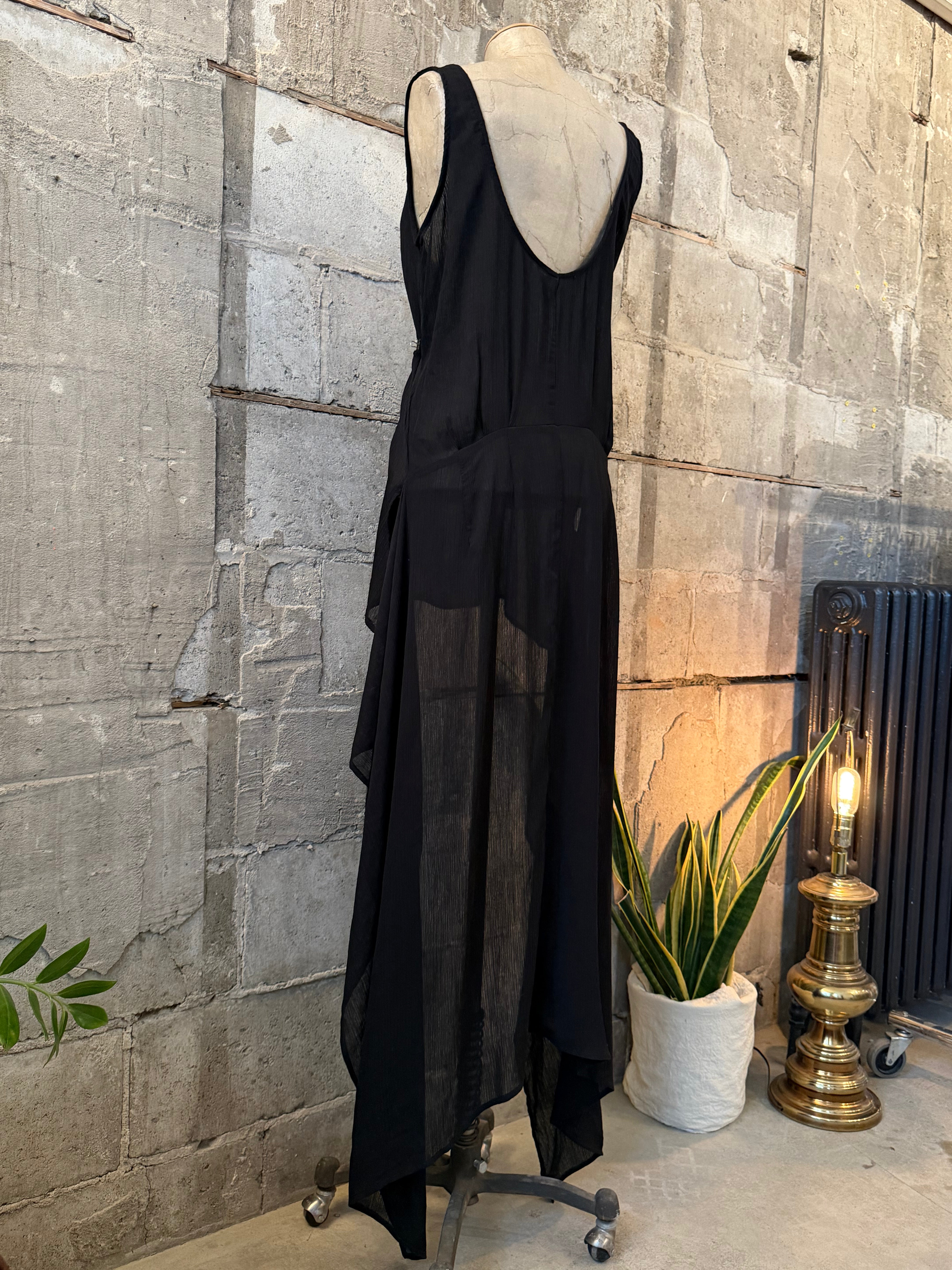Black Asymmetrical Maxi Dress
