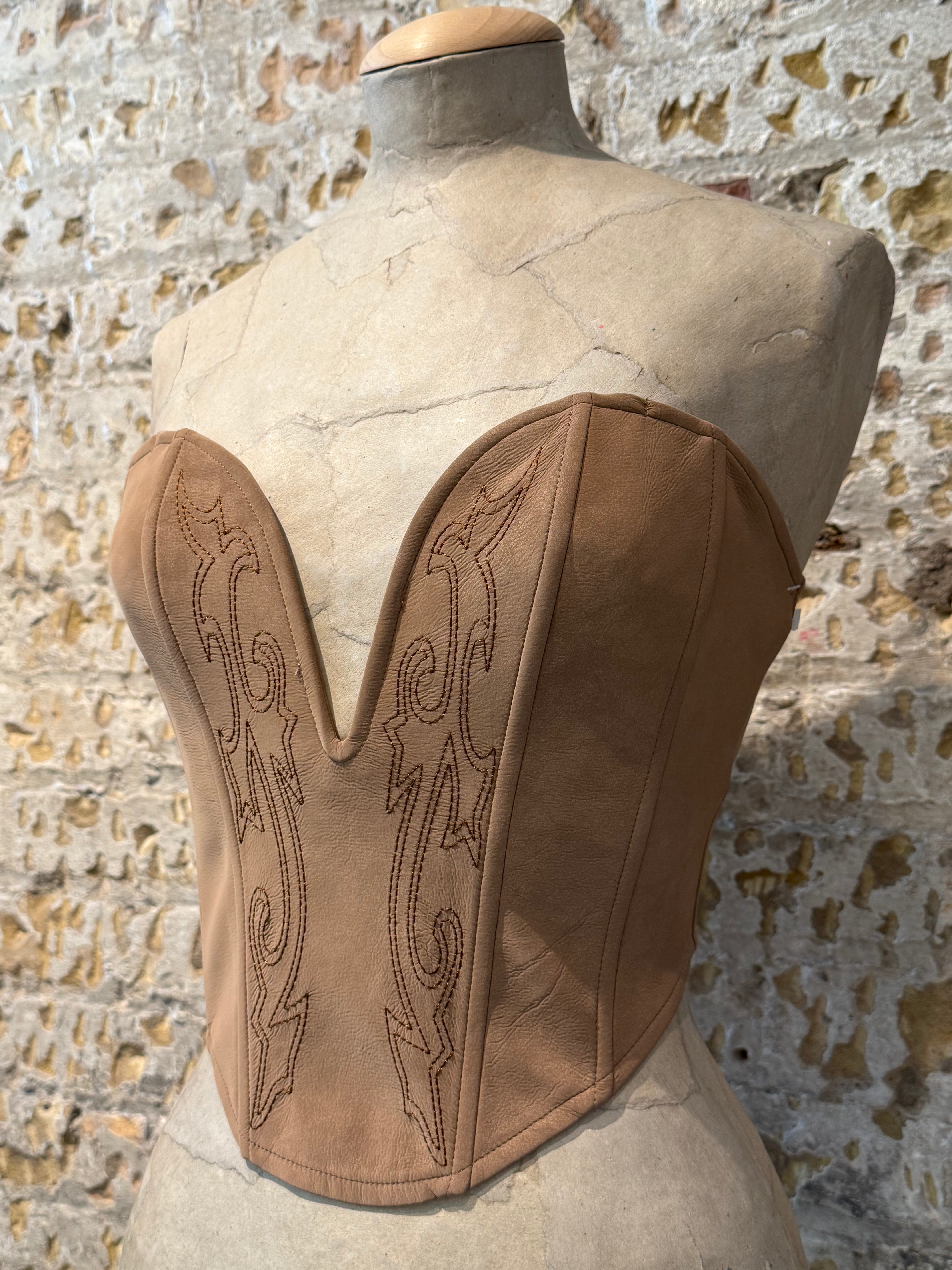 Corset cow boy color light coffee