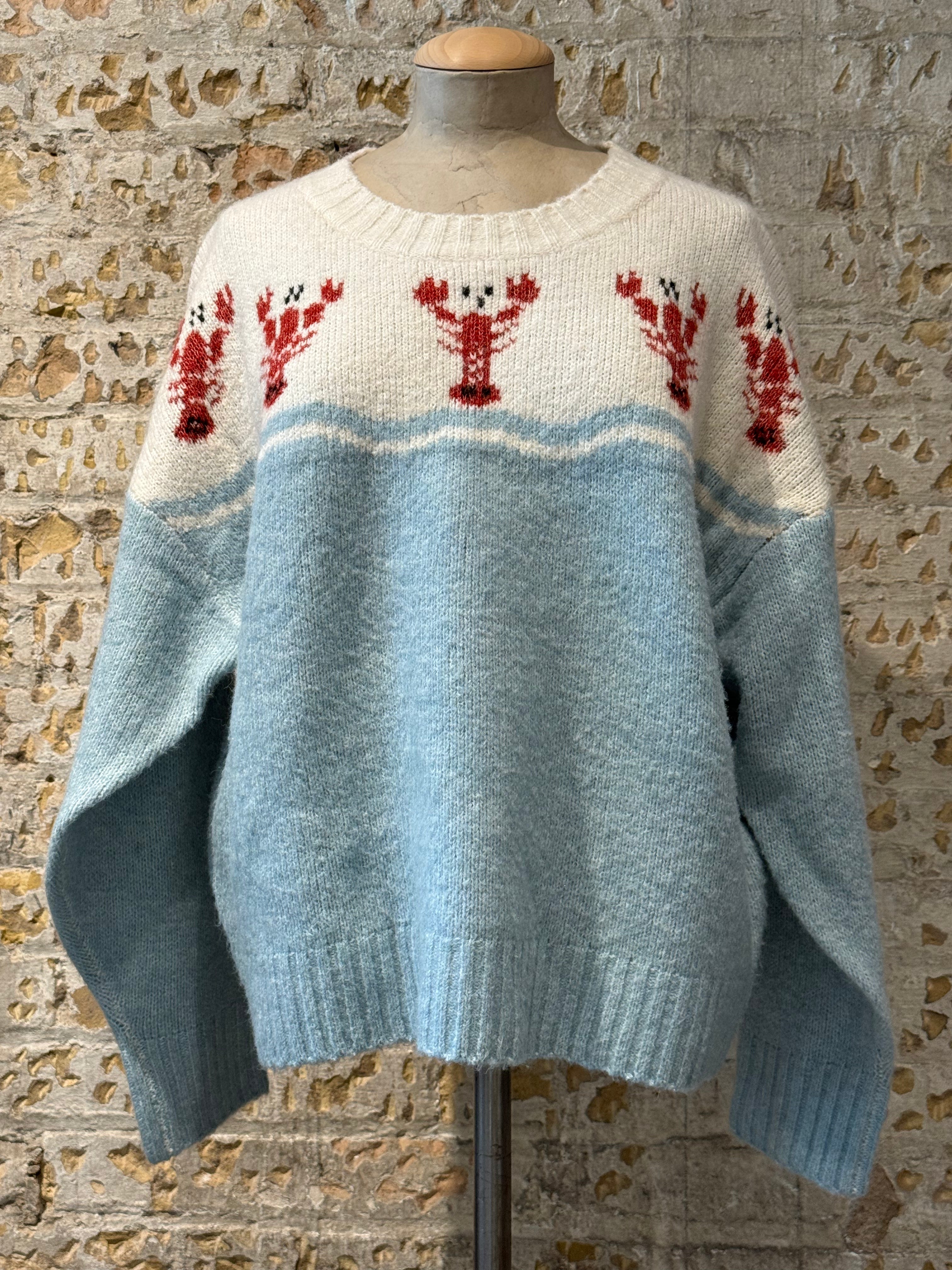 Blue sweater with Lobster print