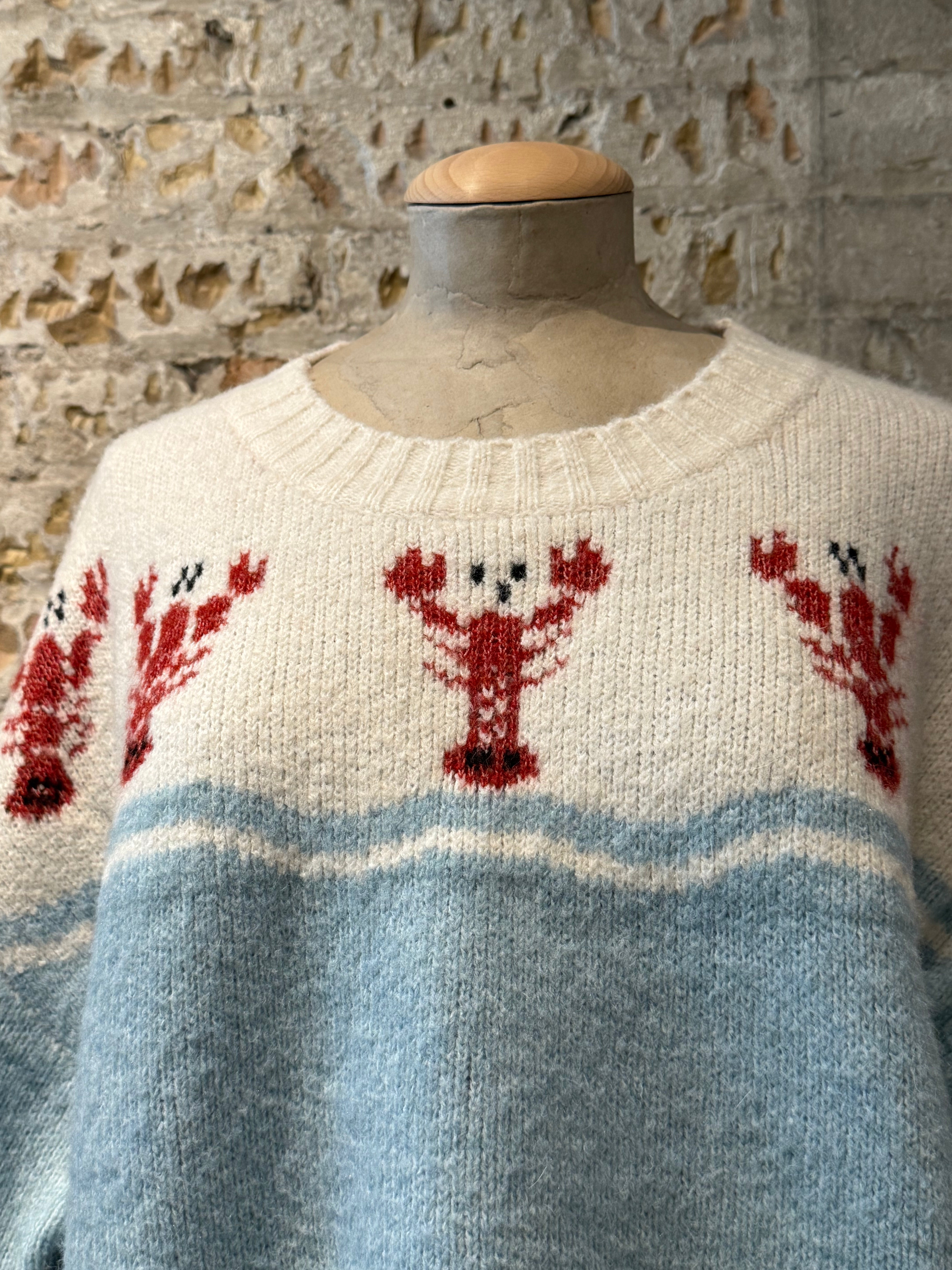 Blue sweater with Lobster print