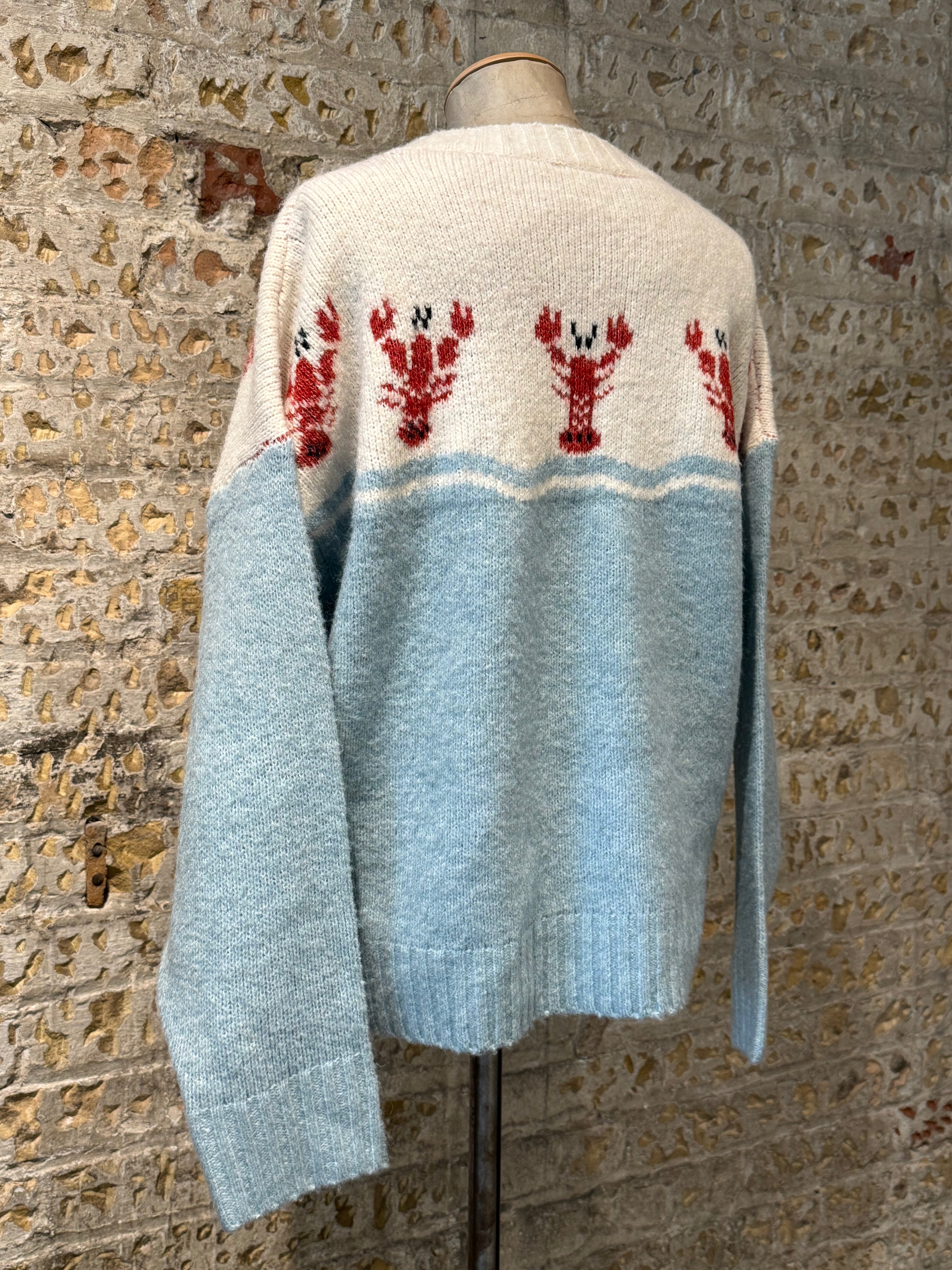 Blue sweater with Lobster print