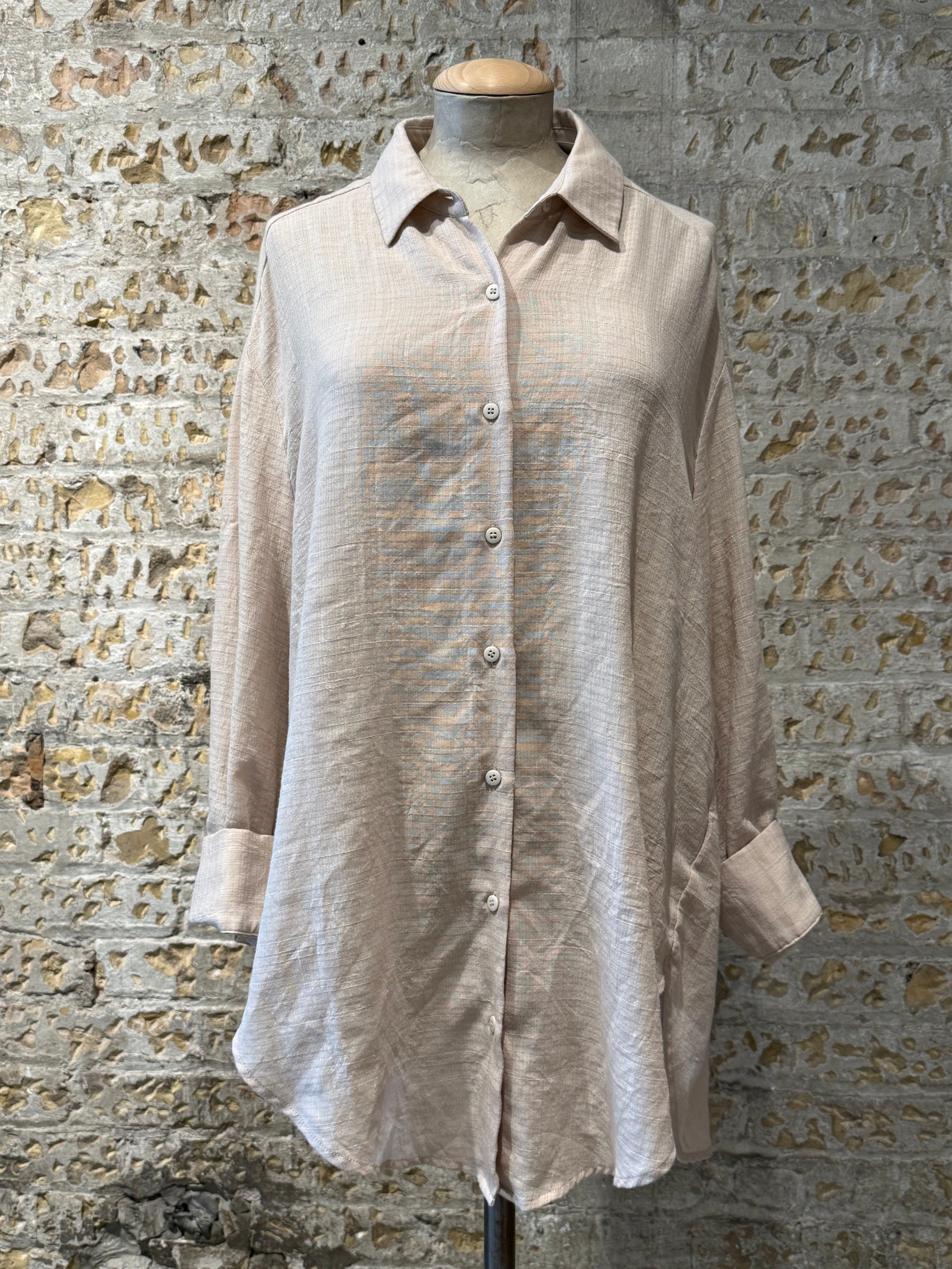 Cappuccino coffee long sleeve blouse with buttons