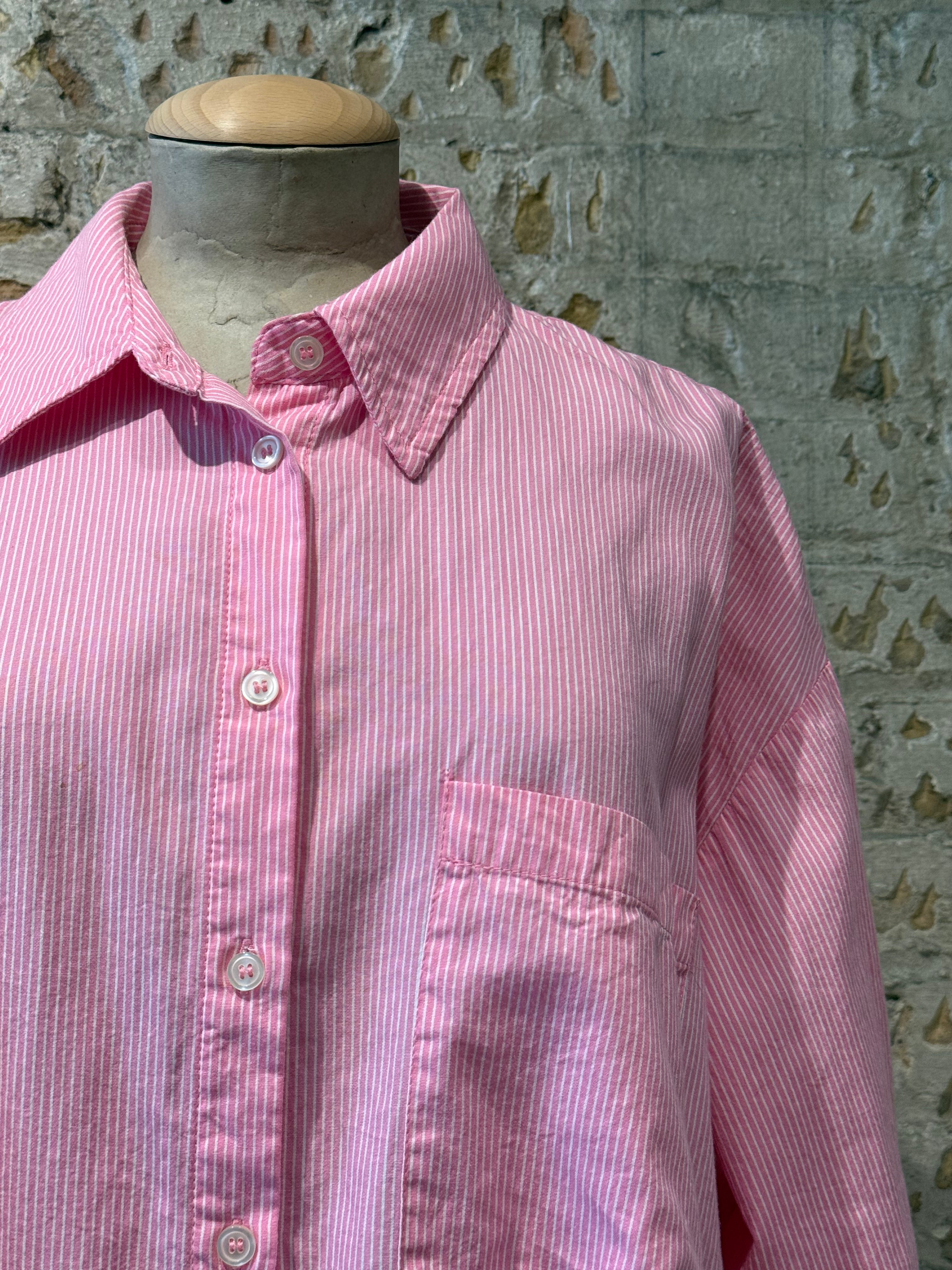 Pink long sleeve shirt, dark, buttons