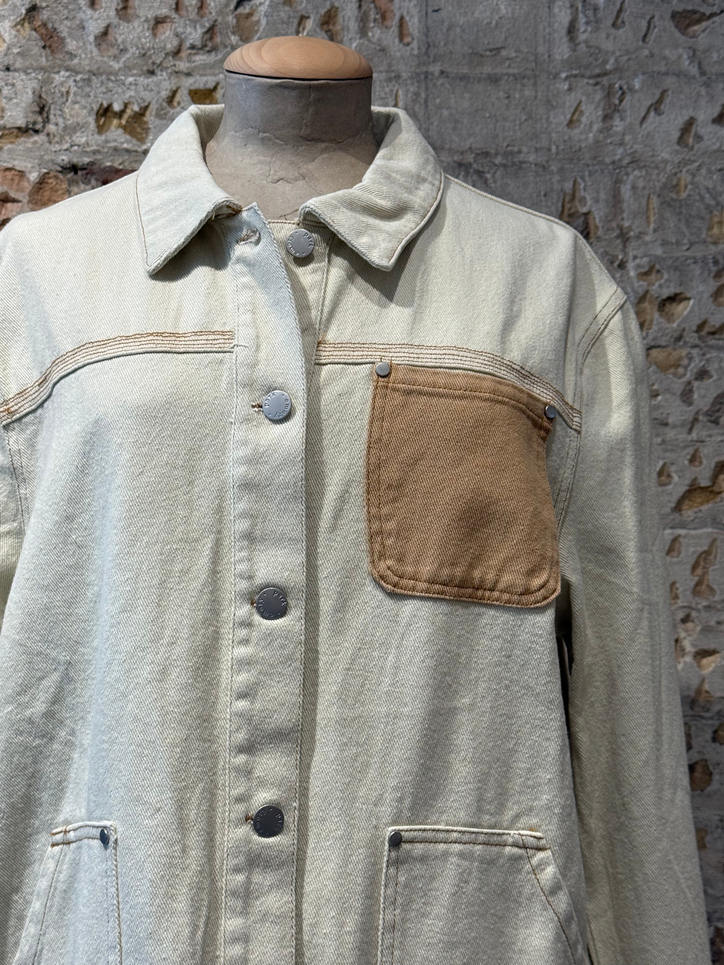 Cotton Jacket, beige long sleeve with buttons