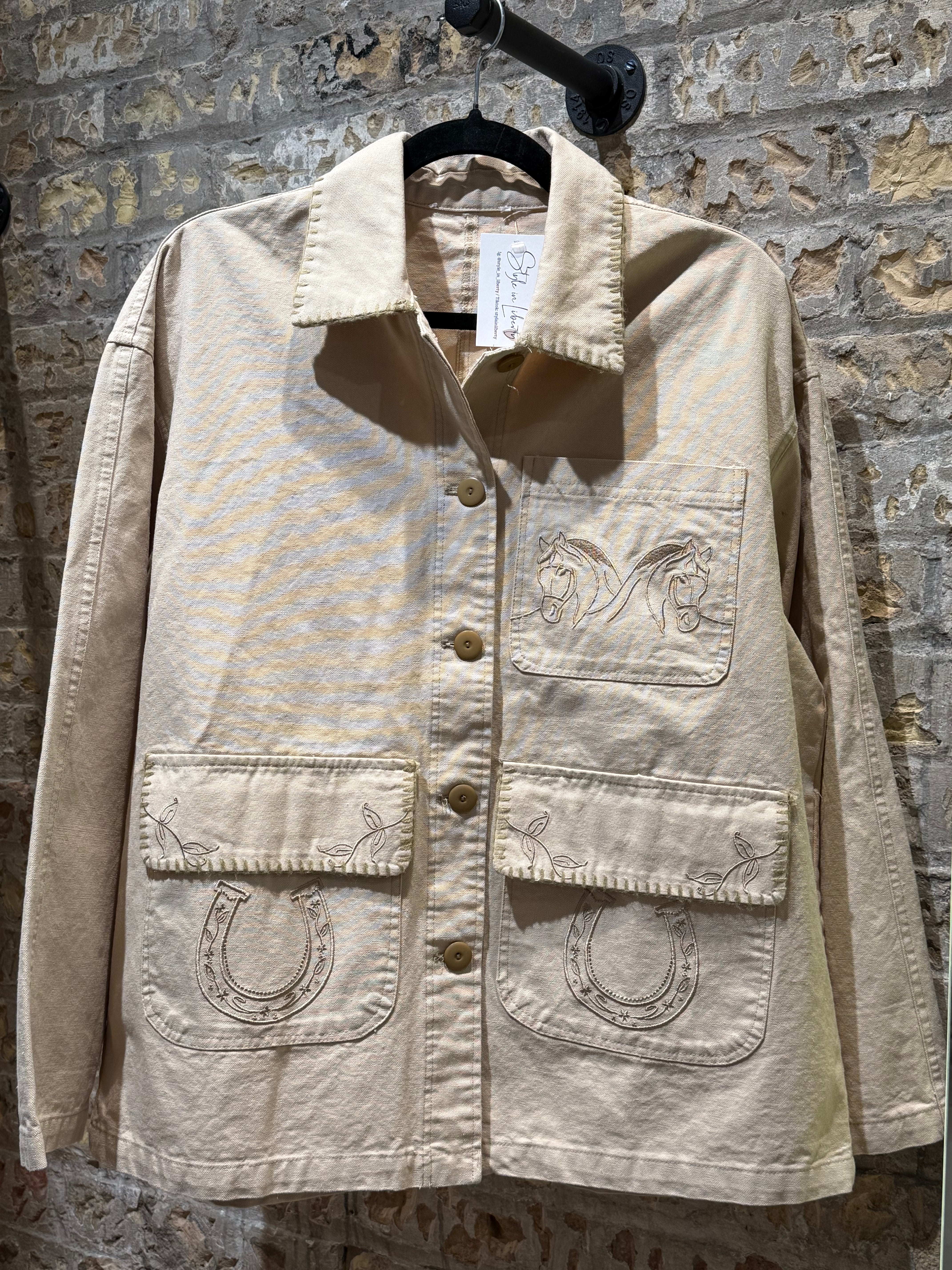 Sweater Cowboy beige with details in the Pockets