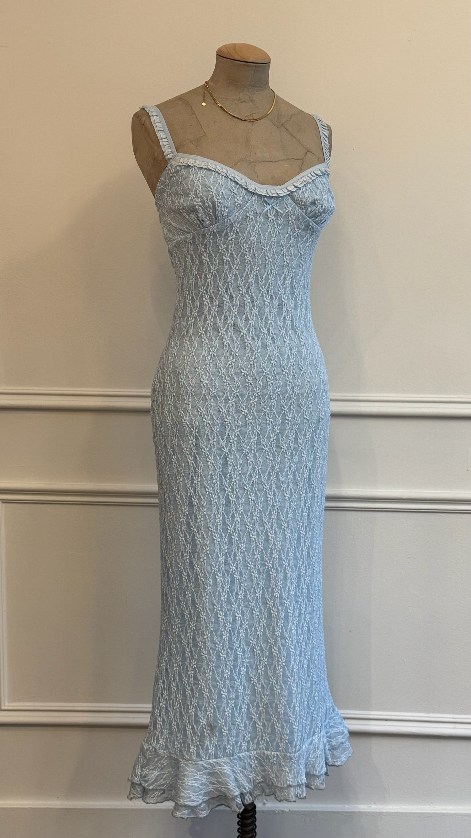 Baby Blue Lace Ruffle Dress