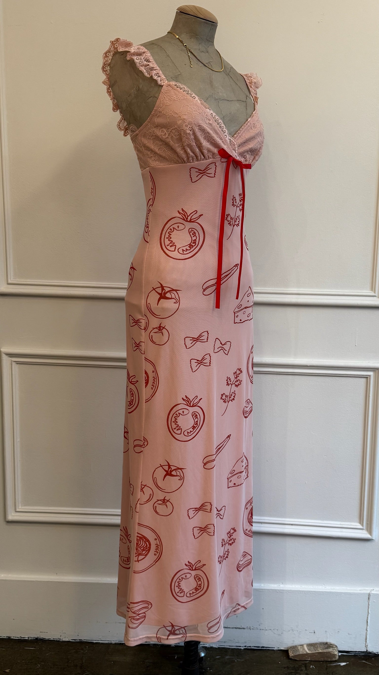 Soft Pink Printed Midi Dress