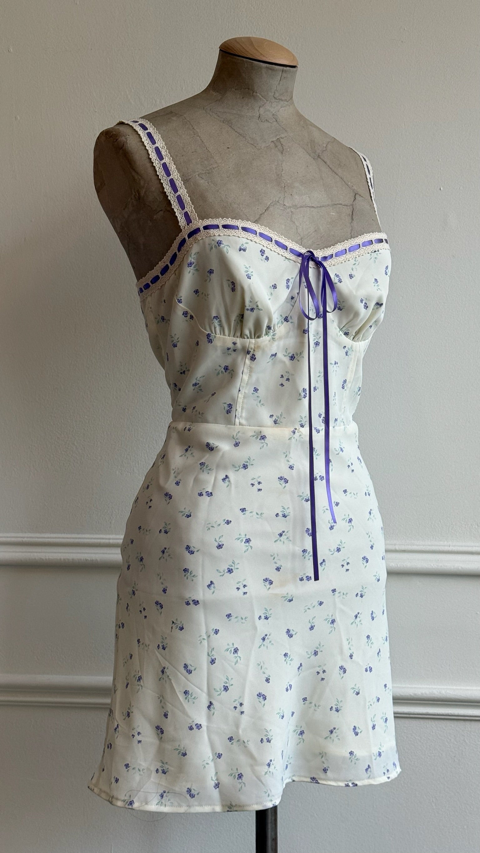 Purple Flowers Mini Dress